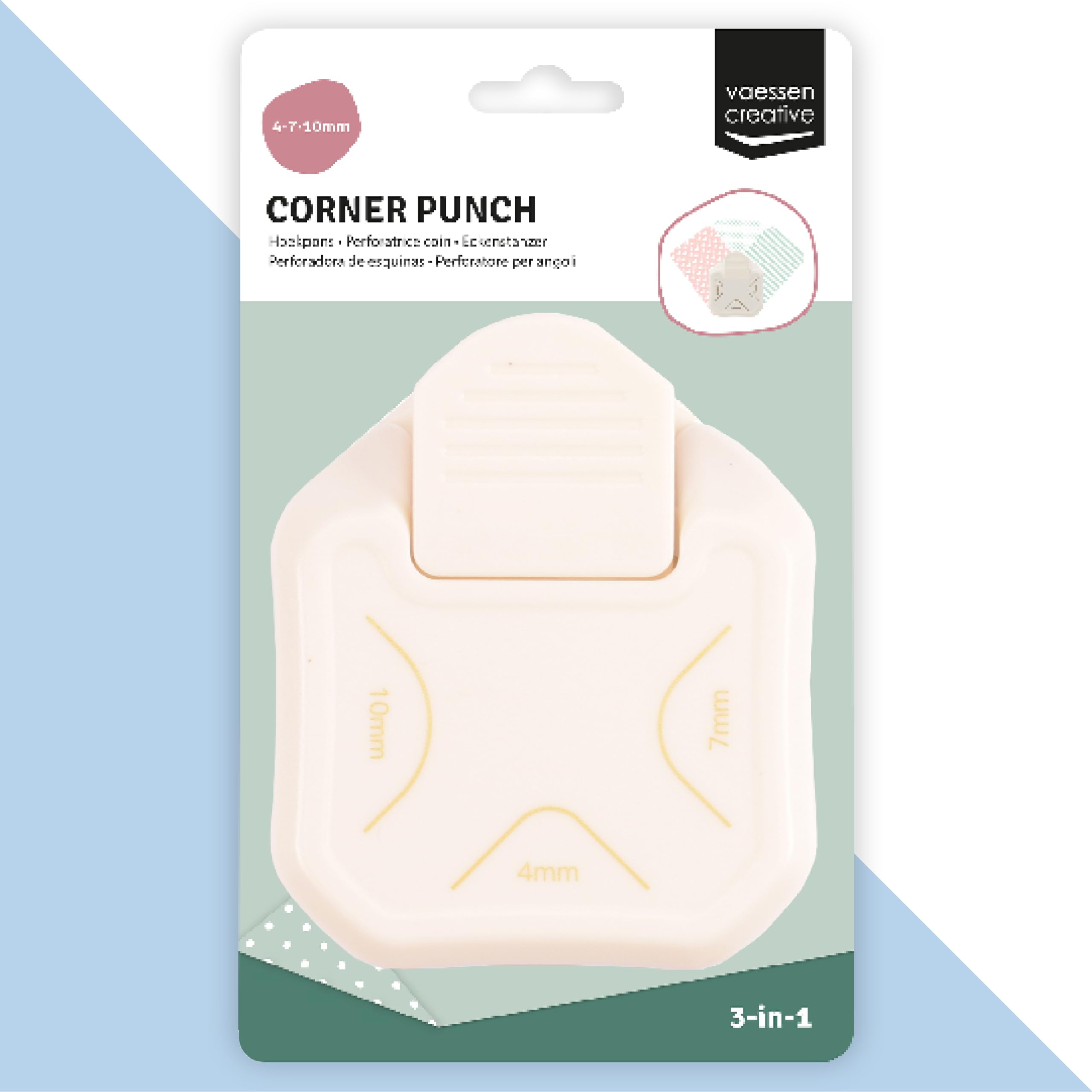 Vaessen Creative Corner Rounder Punch - 3 Sizes (4, 7, 10mm) for Papercraft & Scrapbooking | White 7
