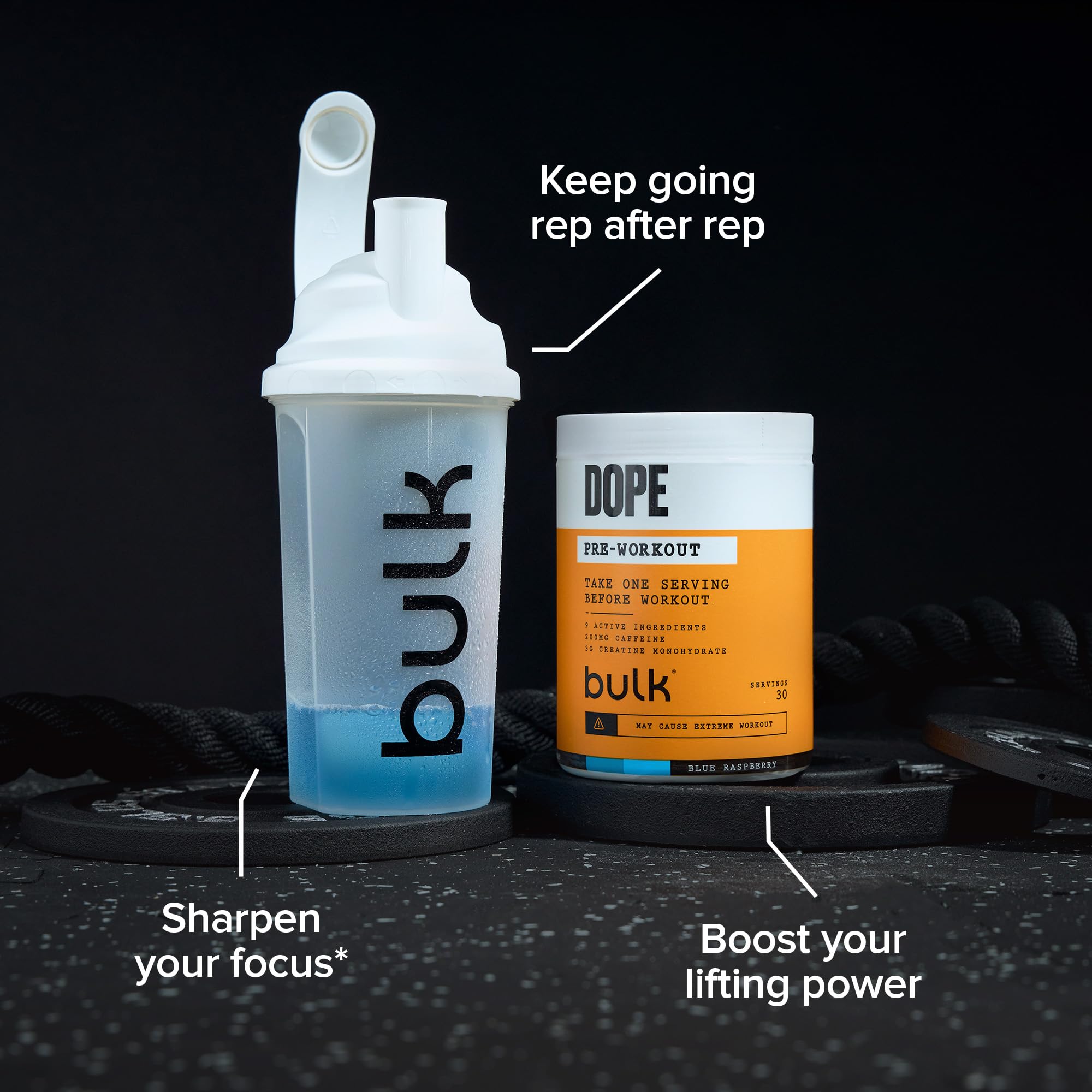 BULK POWDERS Dope Pre-Workout Powder - Orange & Mango | 3g Creatine Per Serving | 200mg Caffeine 2