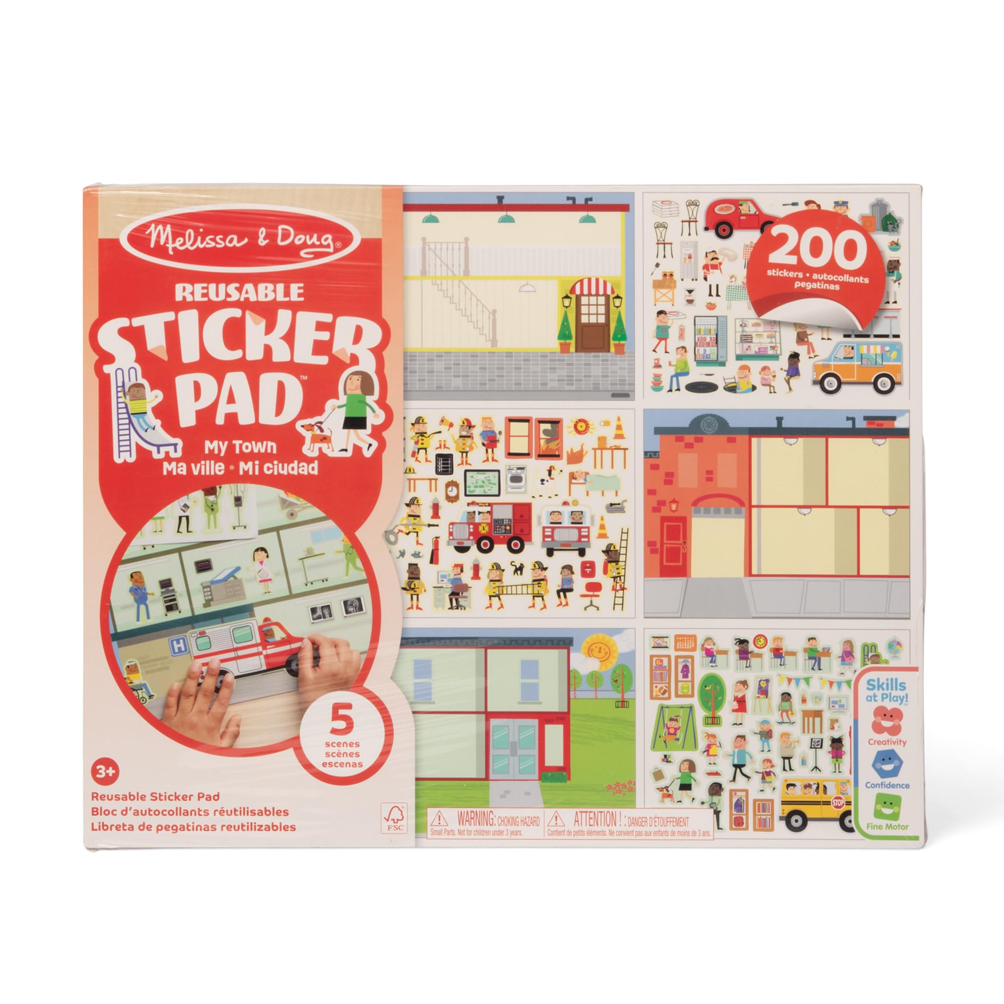 Melissa & Doug Reusable Sticker Pad - My Town Activity Book | 200 Stickers | Ages 3+