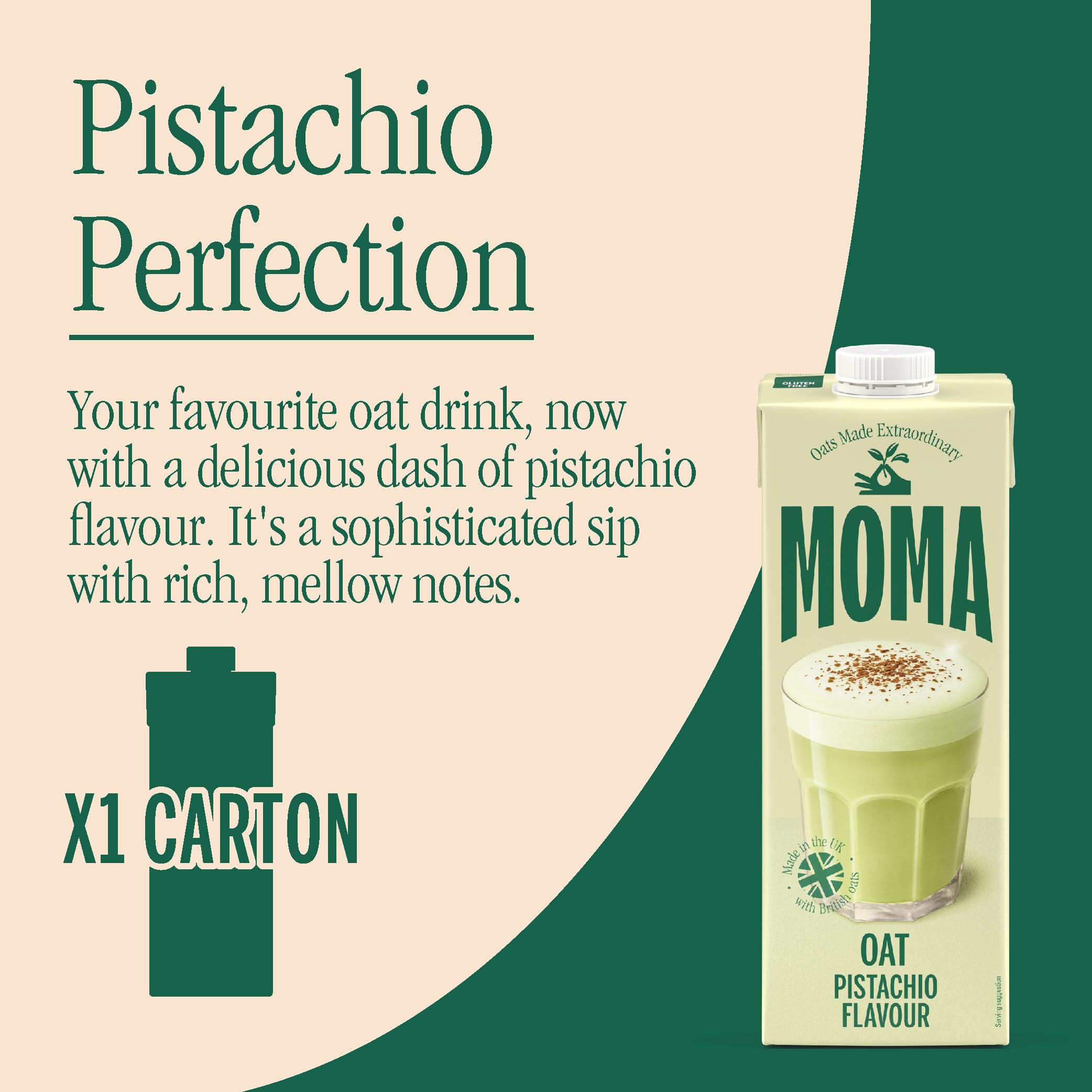 MOMA Pistachio Flavoured Oat Drink - 1L - Plant Based & Vegan - Not From Concentrate 4