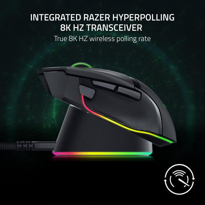 Razer Mouse Dock Pro & Charging Puck - Magnetic Wireless Charging Dock with 8K Hz Transceiver & RGB Lighting