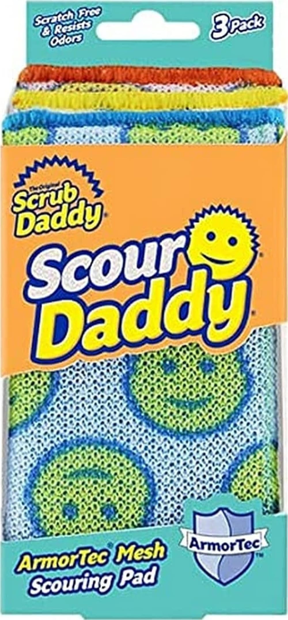 Scrub Daddy Scour Daddy - 3 Count Pack | Scratch-Free Scouring | Heat-Treated Mesh 1