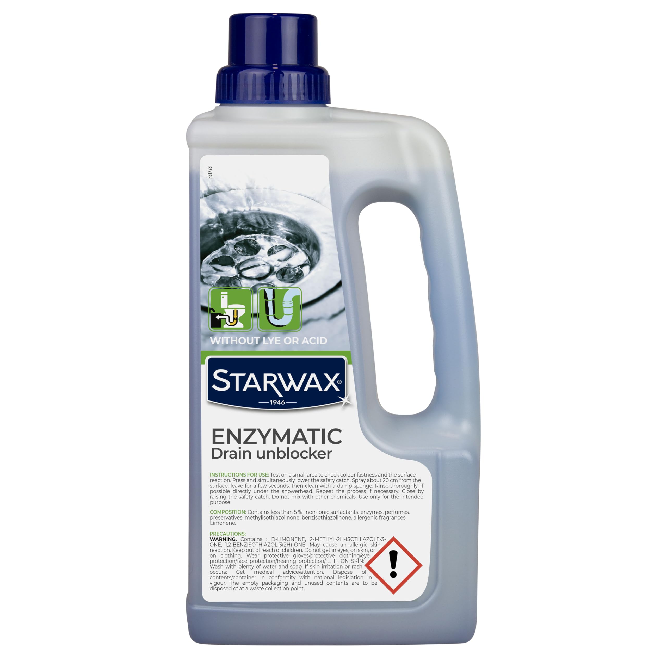 STARWAX Biological Drain Cleaner - Acid Free Unclogging for Toilets & Drains | 1 Litre 1