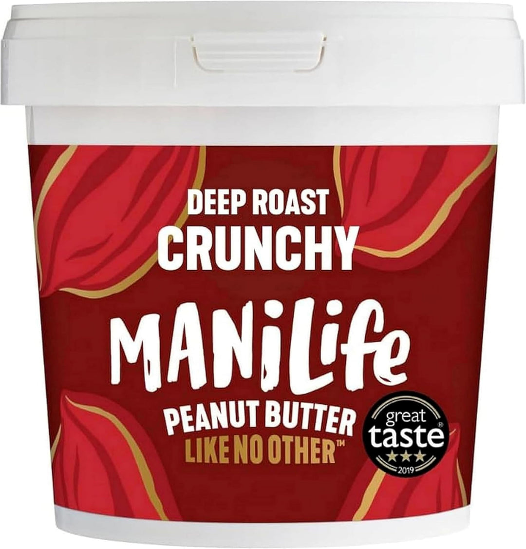 ManiLife Deep Roast Crunchy Peanut Butter, 900g - Single Origin Argentine Peanuts, No Palm Oil, No Added Sugar, Vegan