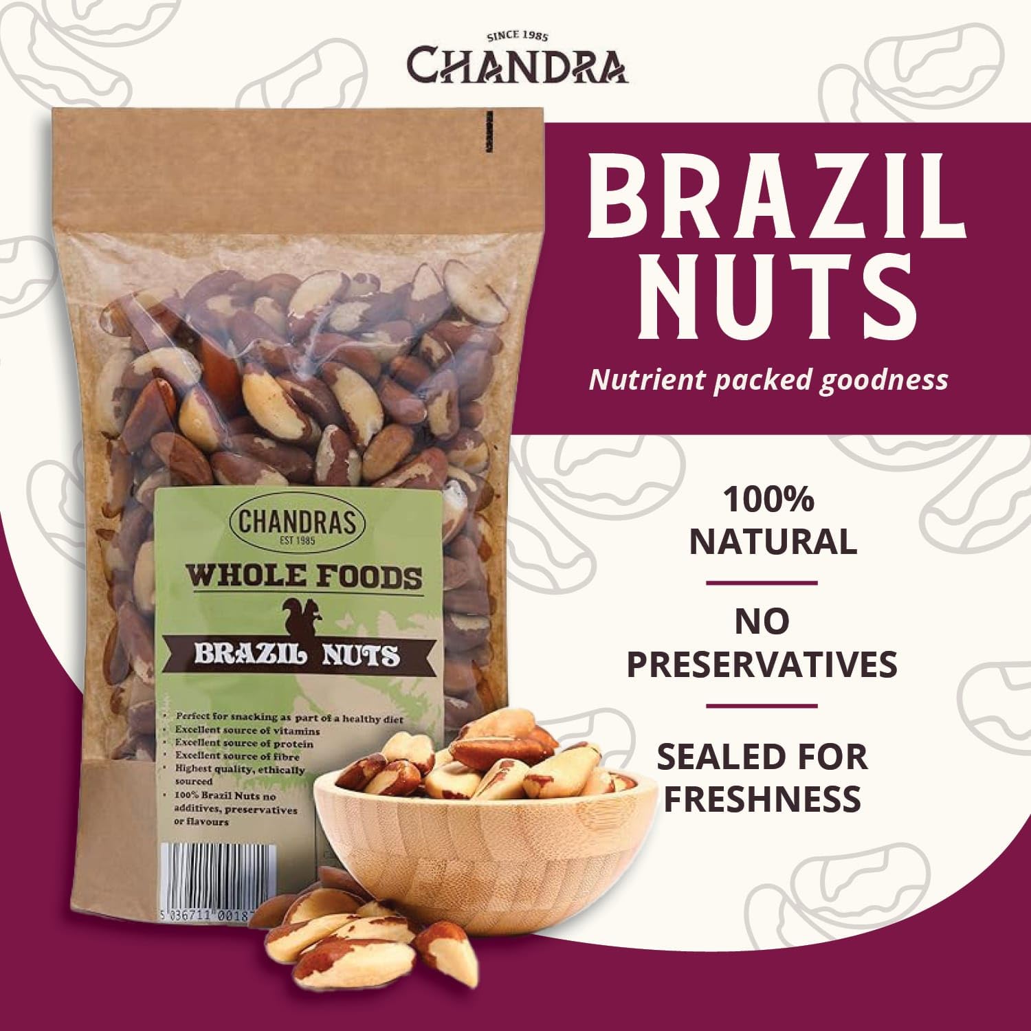 CHANDRA Whole Foods Brazil Nuts - 1kg Raw, Deshelled, Nutrient-Rich 2