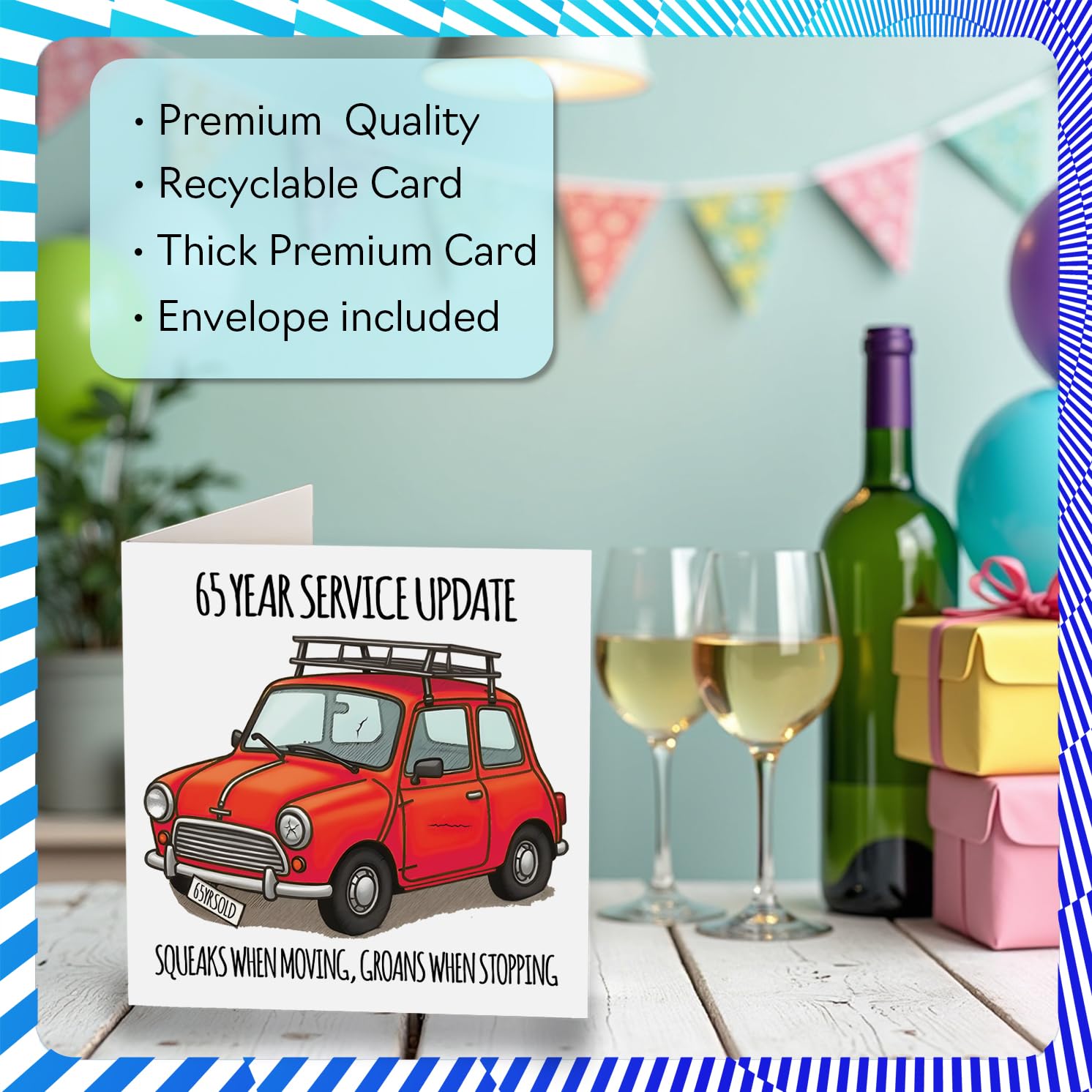 Stuff4 65th Birthday Card for Women & Men | 145mm Square Greeting Card | Unique Design 3