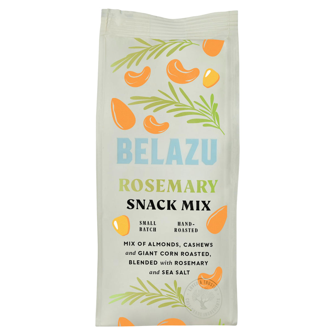 Belazu Rosemary Nut Snack Mix - Almonds, Cashews & Giant Roasted Corn with Rosemary and Sea Salt, 120g