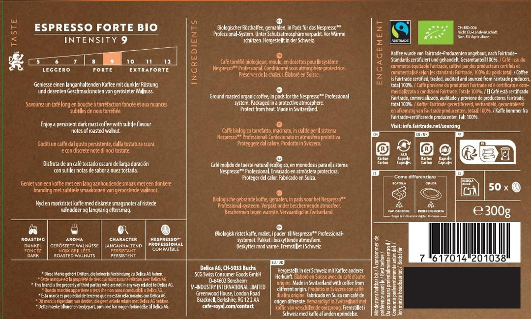 Café Royal Espresso Forte Bio - 50 Pads for Nespresso Professional Machines
