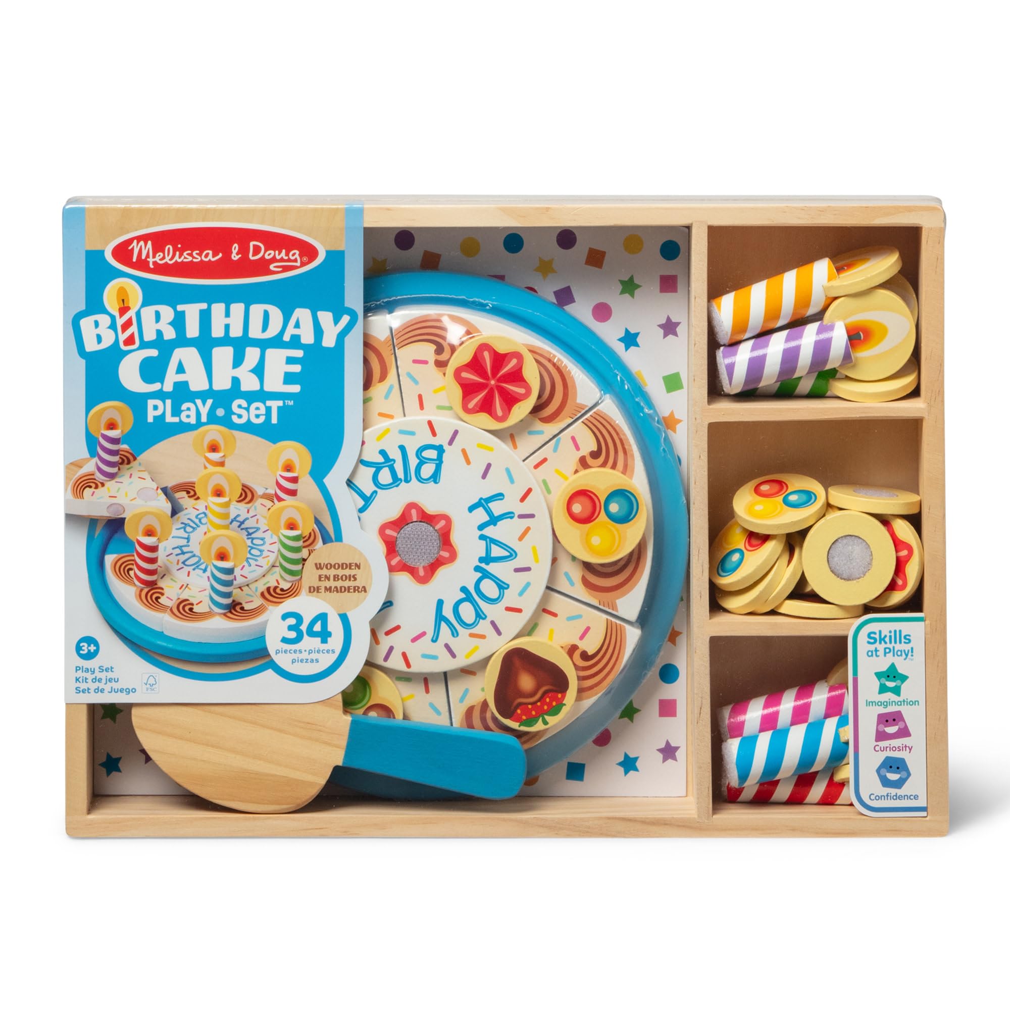 Melissa & Doug Wooden Birthday Cake Play Food Toy for Kids Ages 3-6 | 20 Pieces 3