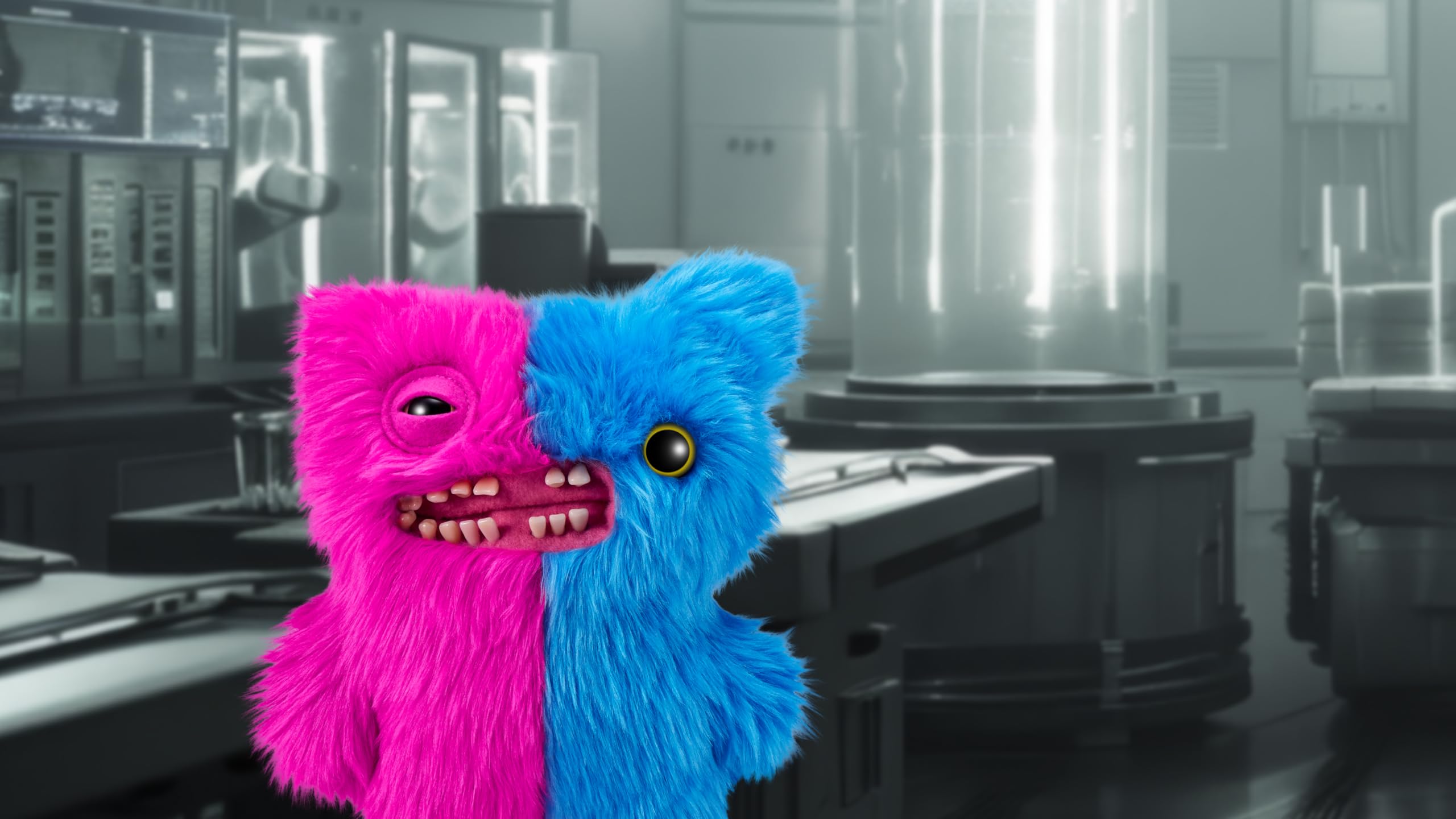 Fuggler Misfit Monsters 9-inch Series 1 - Mr Screech & Mr Buttons Pink & Blue Plush Toy Set