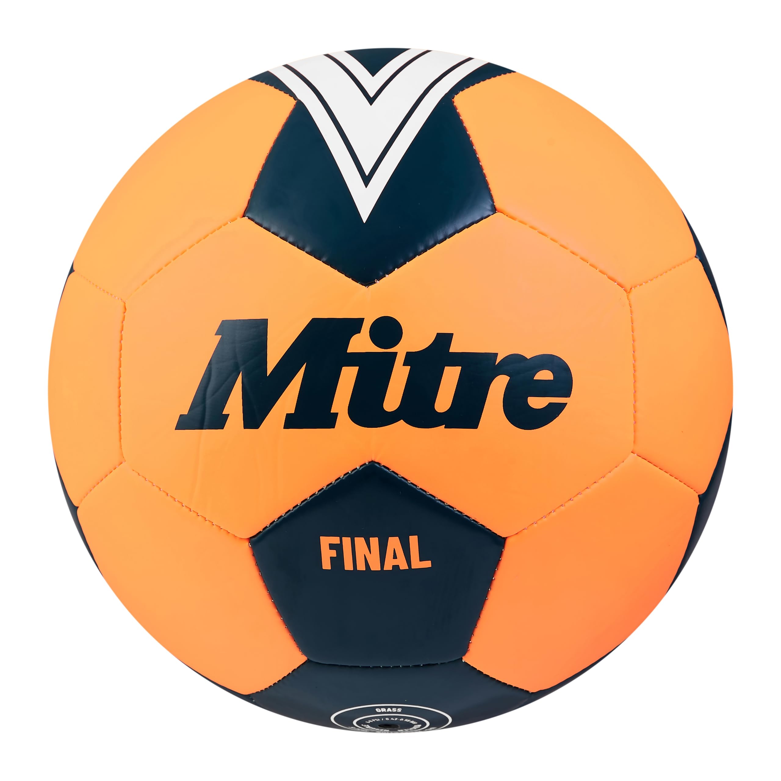 Mitre Final Recreational Football - Size 5 | Fluo Orange/Tidal Teal | Machine Stitched