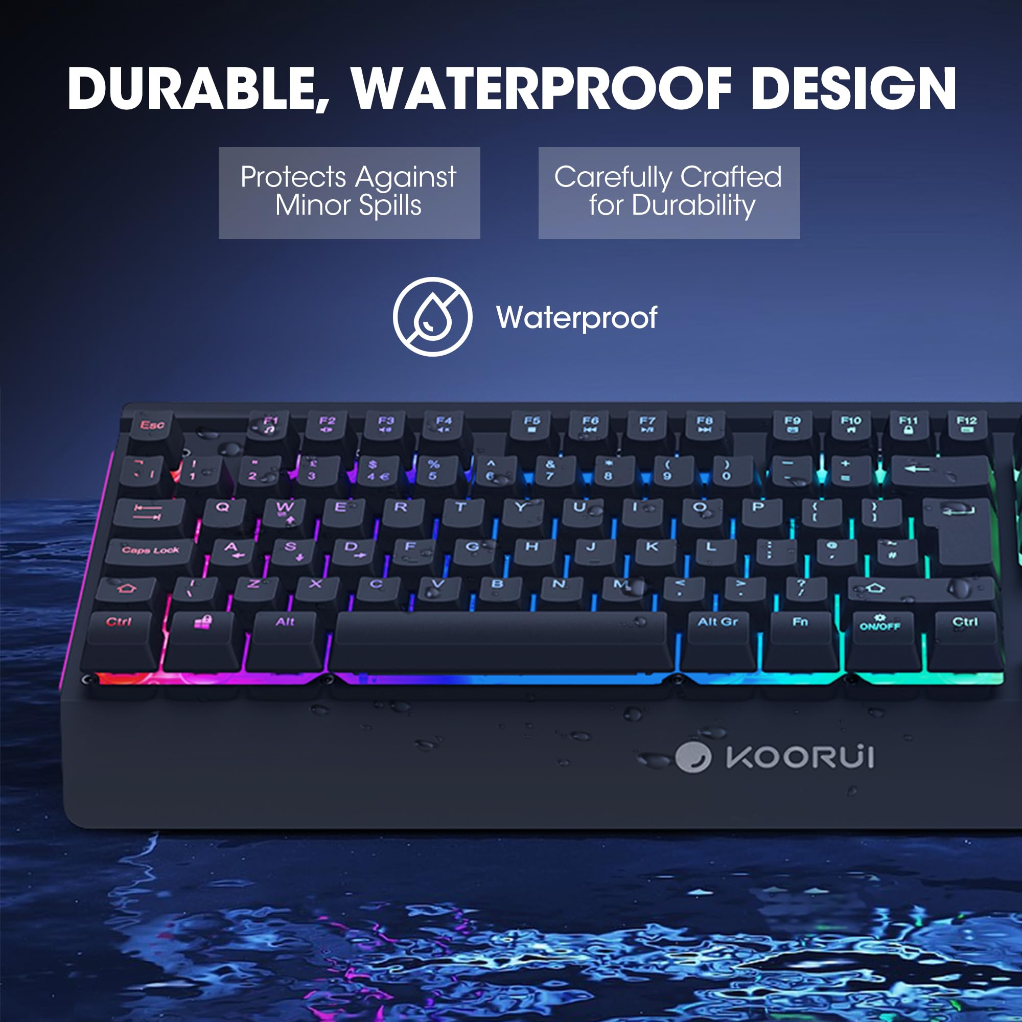 KOORUI Gaming Keyboard Mouse Set - 104-Key QWERTY Mechanical-Like Keyboard with Palm Rest & 6-Button Gaming Mouse, Black 4