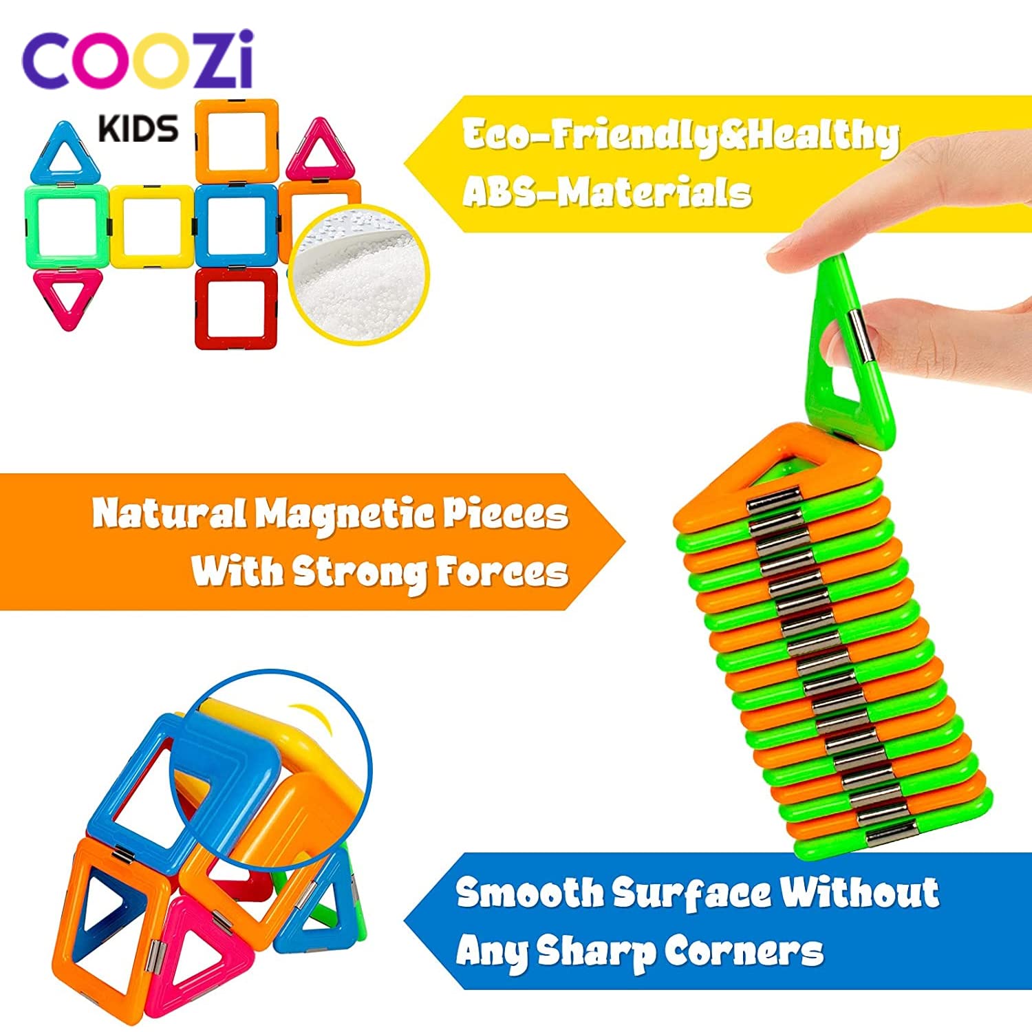 COOZI Magnetic Tiles for Kids - 40pc STEM Magnetic Building Blocks Set for Ages 3+ 13