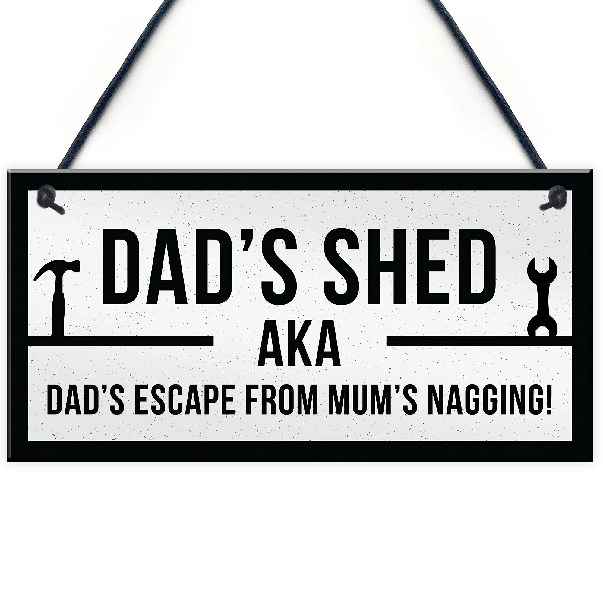 RED OCEAN Funny Dads Shed Sign - Man Cave/Garden Plaque | 200x100mm PVC | Gift for Men 1