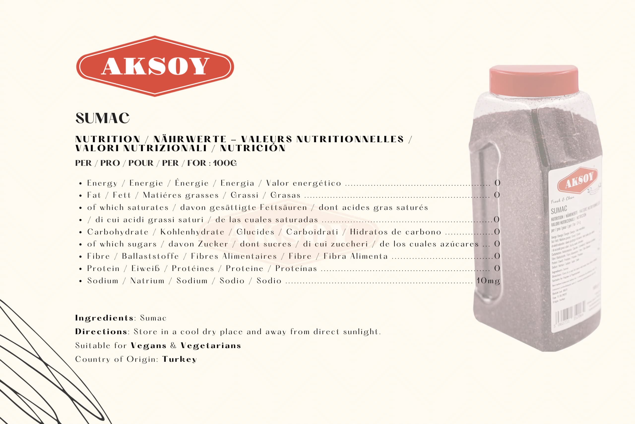 Aksoy Premium Ground Sumac 500GR Jar - FreshCart - Canada