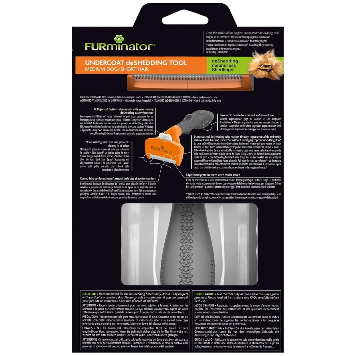 FURminator Undercoat deShedding Tool - Medium Short Hair Dogs (9-23 kg) | Orange/Grey | Size M 7