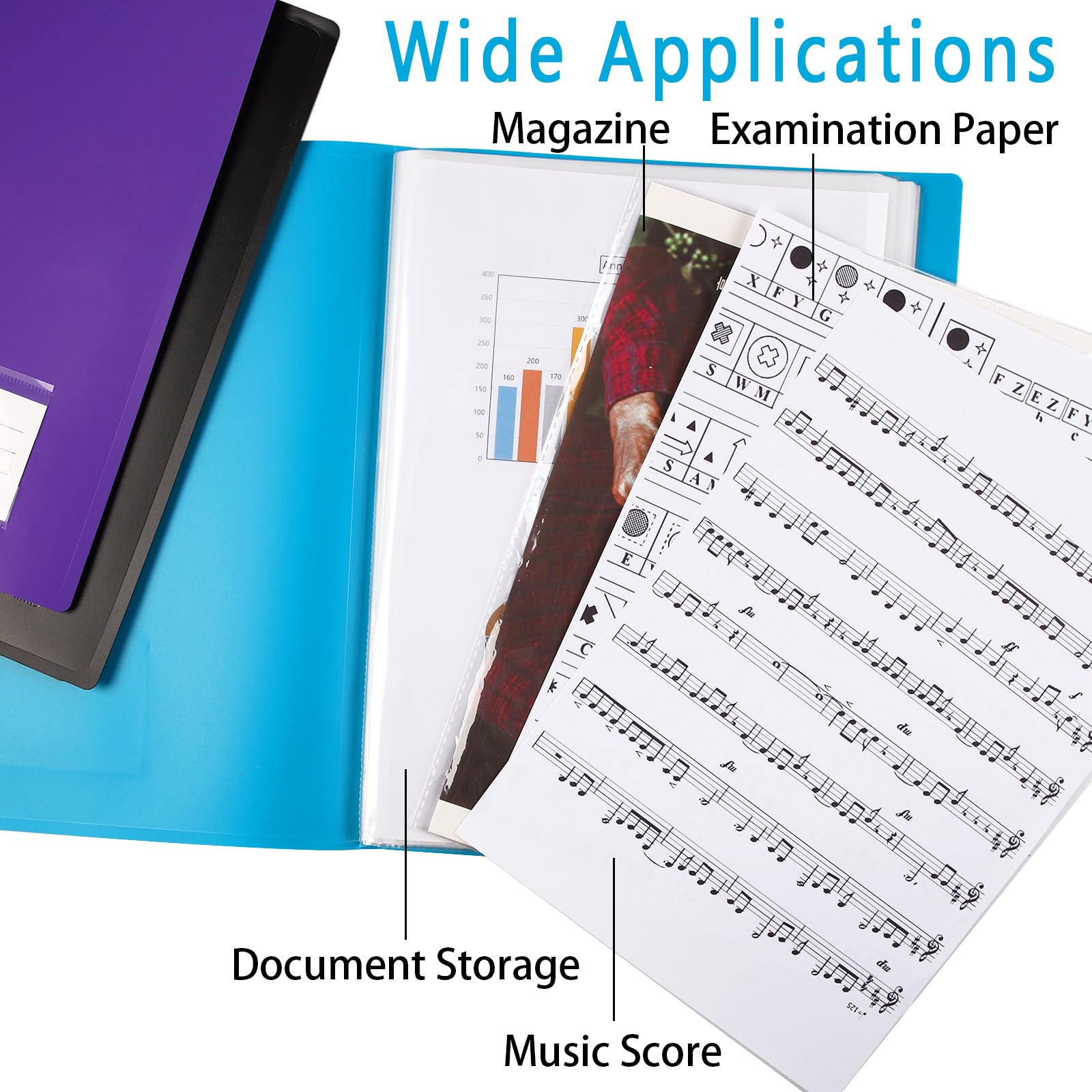 NORTHERN BROTHERS Project Folder - 110 Pockets A4 Display Book | Plastic, Black/Blue/Purple 6