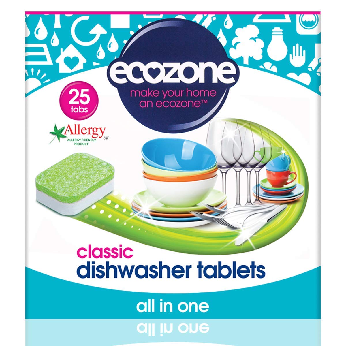 Ecozone All In One Classic Dishwasher Tablets - Plant-Based, Plastic Free, 25 Count 1