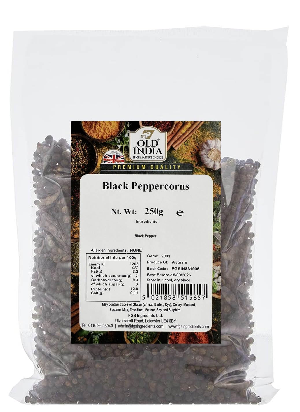 Old India Black Peppercorns - 100% Natural & Additive Free | 250g Pack