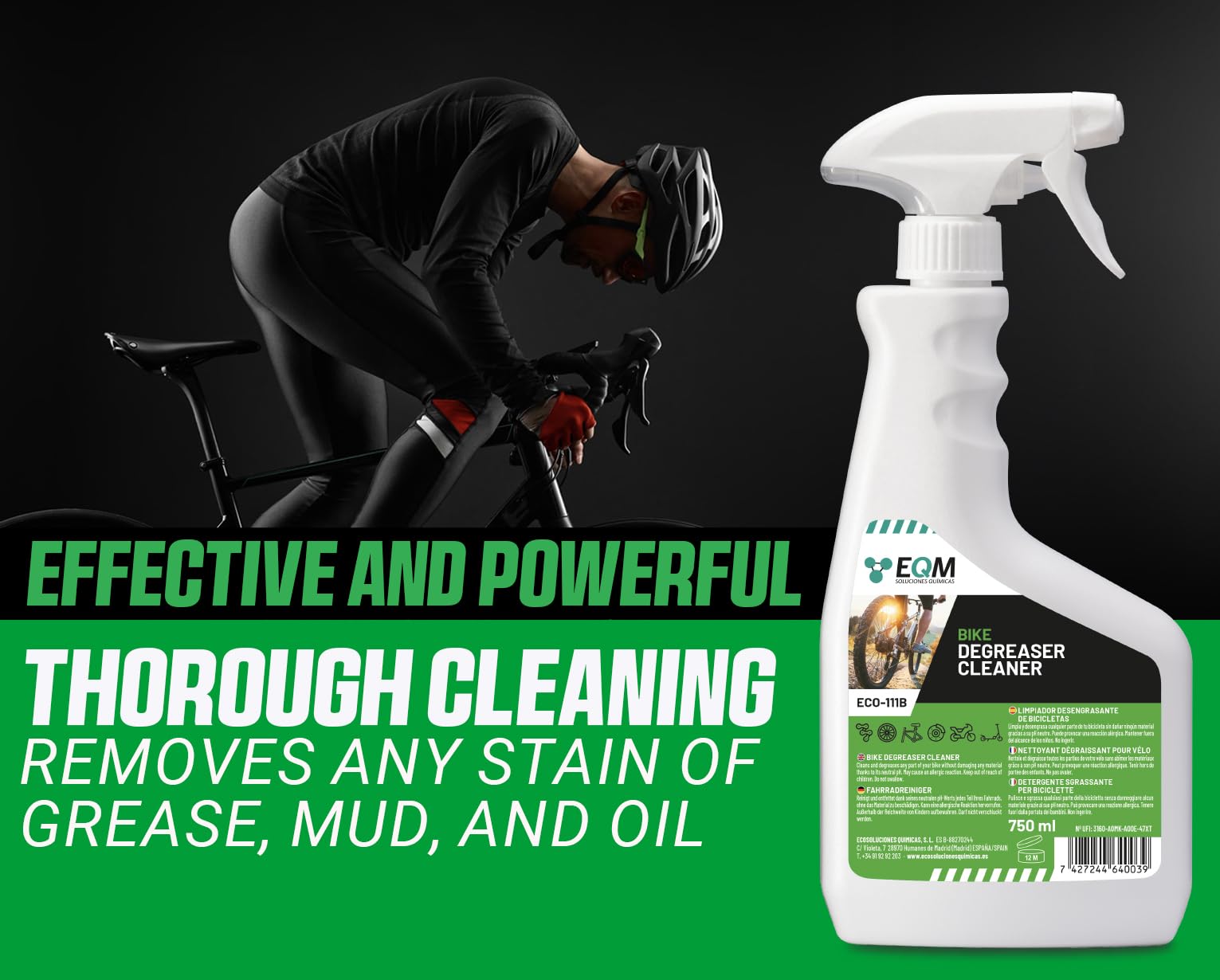 EQM SOLUCIONES QUIMICAS ECO-111B Bike Degreaser Cleaner - Neutral pH | 750 ML | Unscented 2