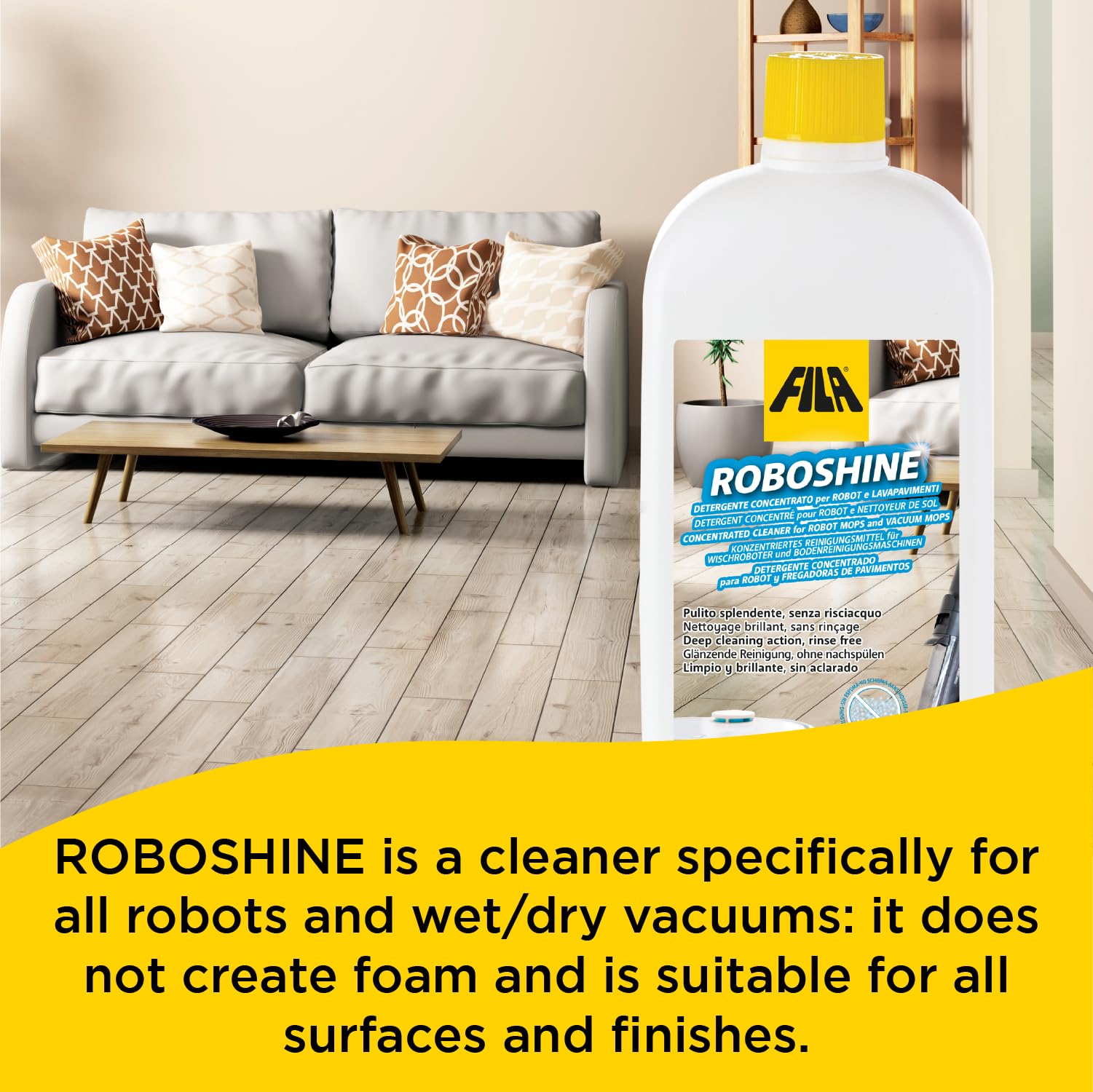 FILA ROBOSHINE Non-Foaming Floor Cleaner for Robot Vacuum Mops (1L) 5