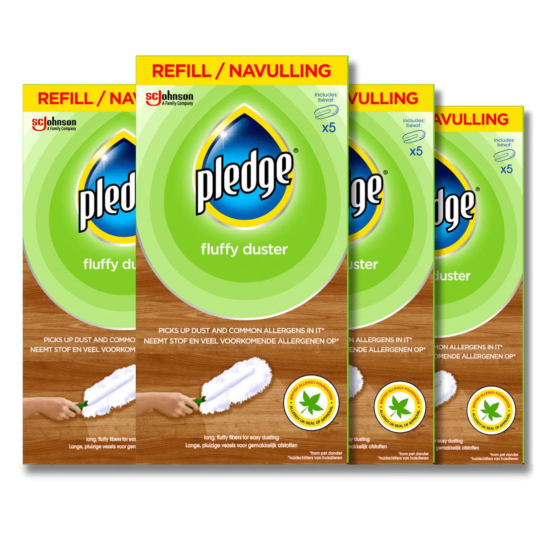 Pledge - Fluffy Duster Refills for Effective Dusting, Pack of 20 (4x5)
