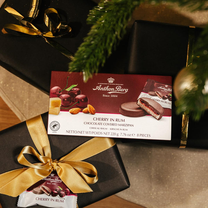 Anthon Berg Dark Chocolate Covered Marzipan Treats - Cherry in Rum 220g