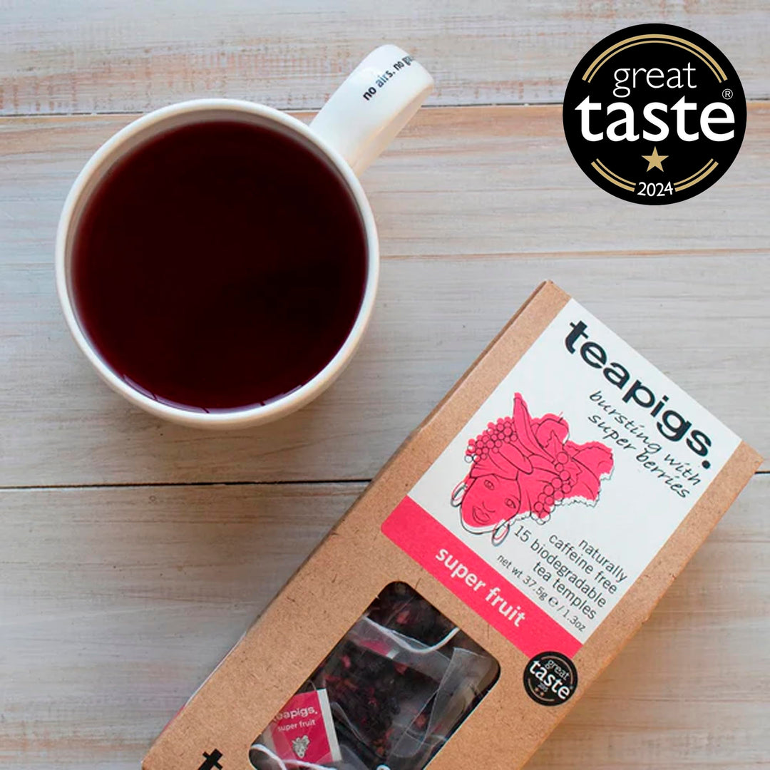 teapigs Super Fruit Tea - Caffeine-Free Herbal Tea Bags with Hibiscus & Berries - 50 Bags