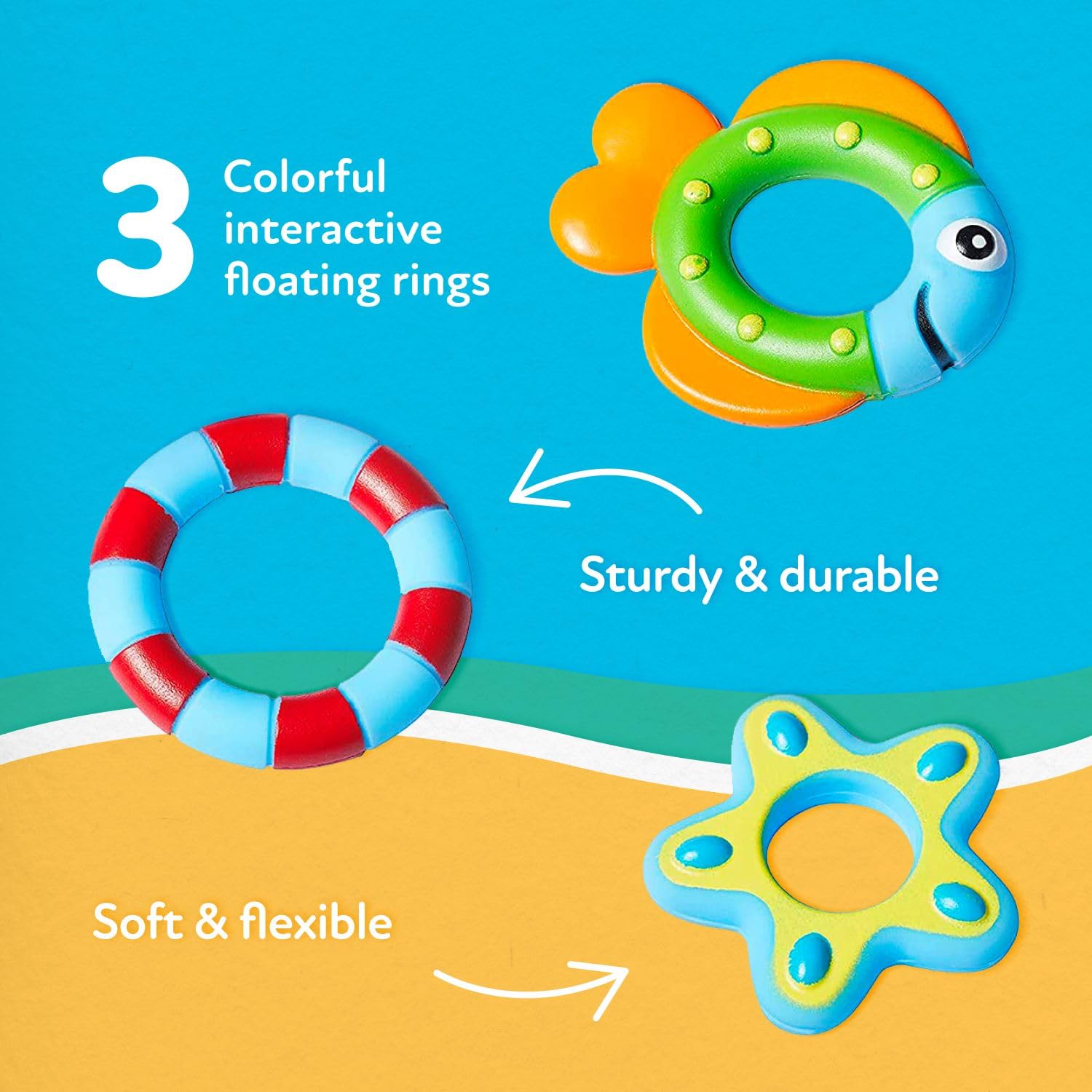 Nuby Floating Octopus Bath Toy with 3 Throwing Rings | Ages 18 Months+ | Purple 6