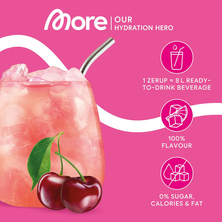 MORE Nutrition Zerup Zero Calorie Syrup with Real Fruit Extracts - Cherry, 65 ml