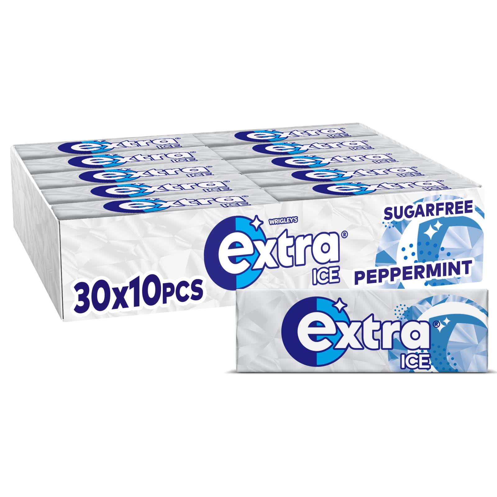 Extra Ice Peppermint Chewing Gum - Sugar Free with Microgranules | 30 Packs of 10 (300 Pieces) 1