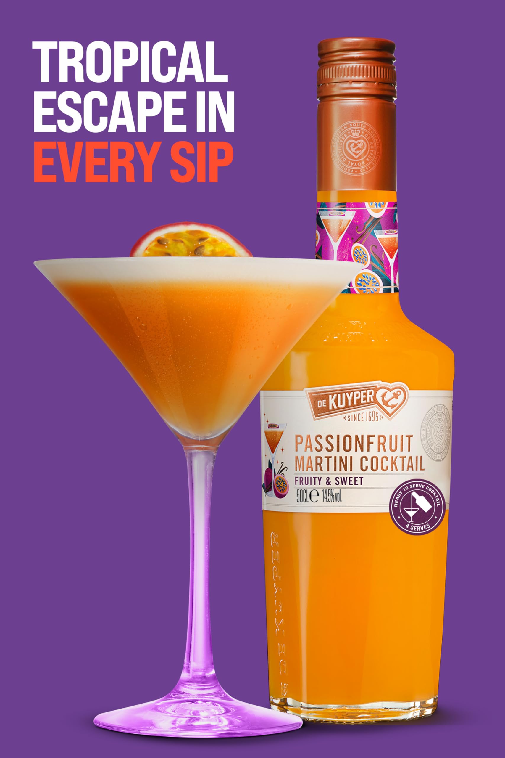 De Kuyper Passion Fruit Martini Cocktail - Ready to Drink | Tropical Flavor 4