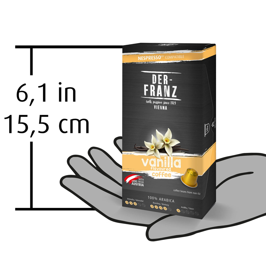 Der-Franz Vanilla Aroma Coffee Capsules, 60 Capsules (6x10) - Nespresso Compatible