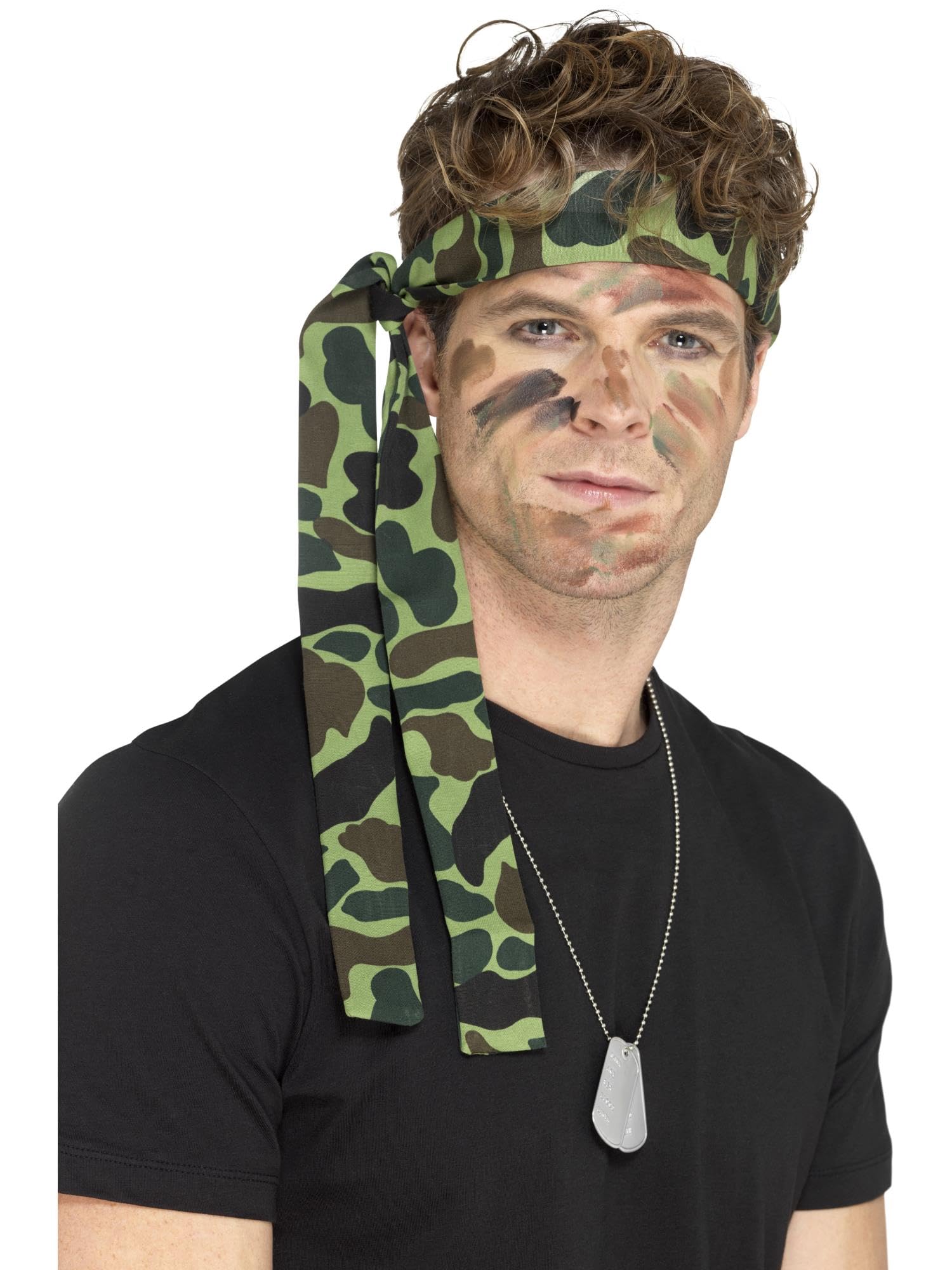 Smiffys Army Camouflage Headband 150cm x 4cm - Adult Dress Up Accessory for Land Sea and Air Forces Fancy Dress