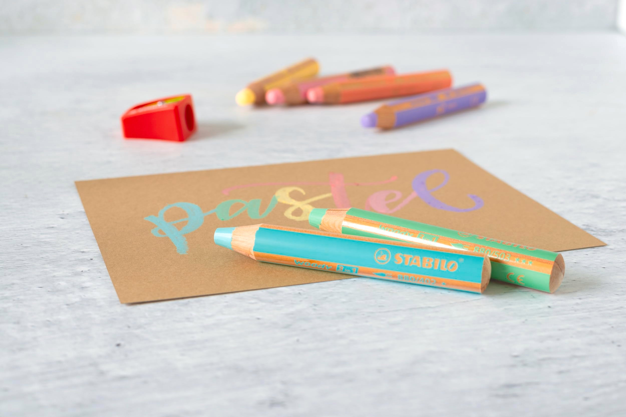 STABILO woody 3-in-1 Multi-talented Coloured Pencils - Pastel Assortment | 6 Count 5