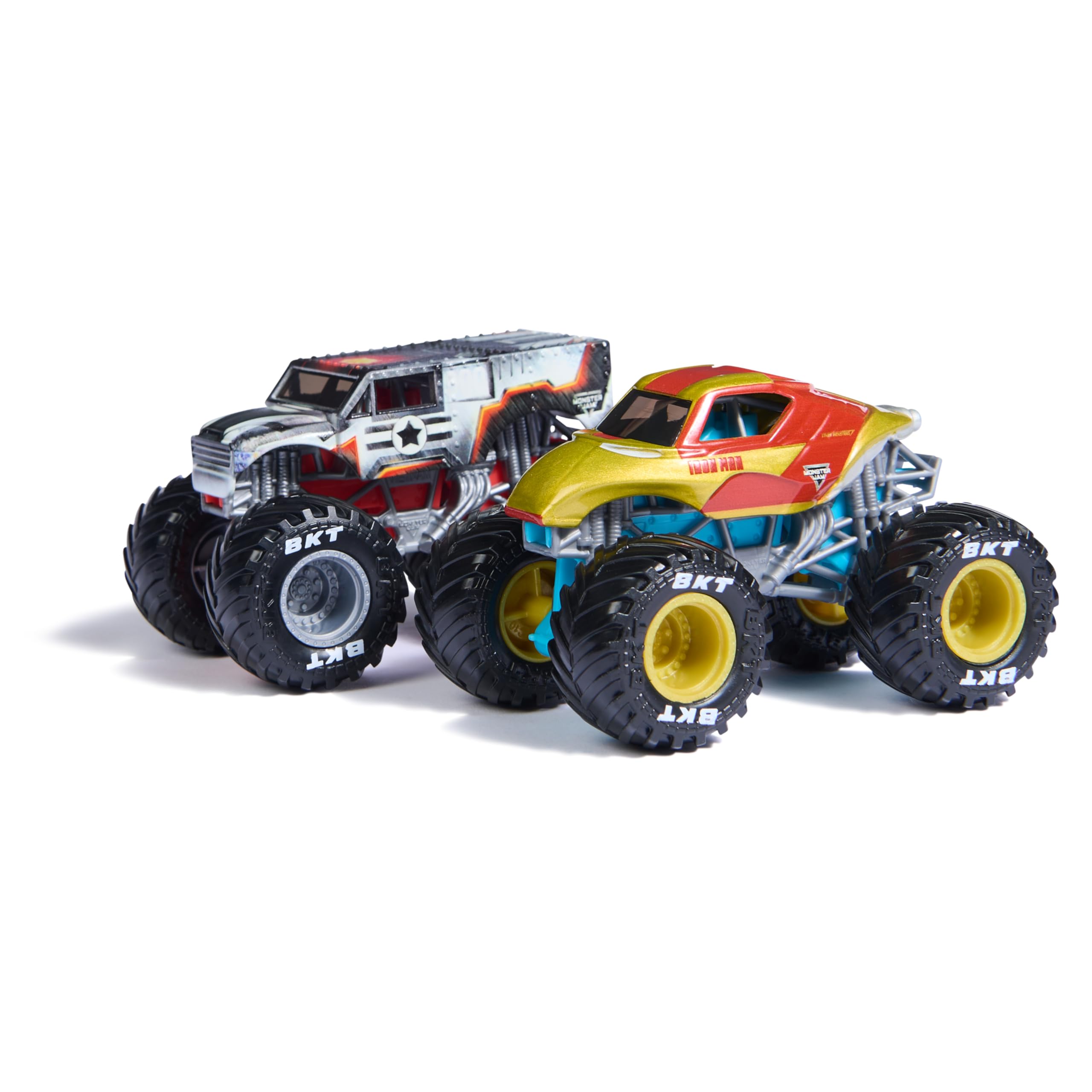 Monster Jam Marvel Iron Man Vs. War Machine Die-Cast Monster Truck Playset | 1:64 Scale 6