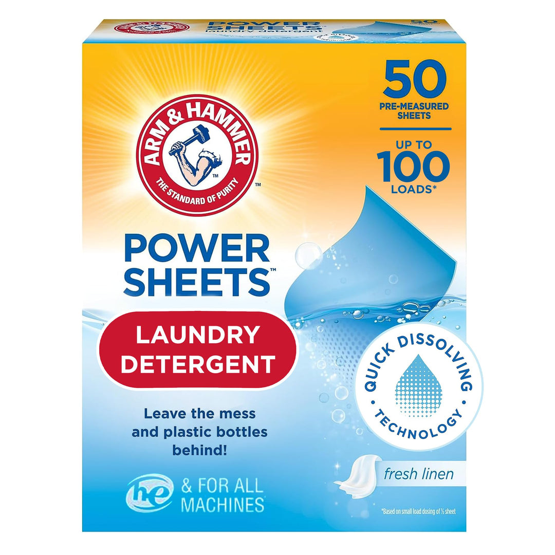 Arm & Hammer Power Sheets Laundry Detergent - Fresh Linen Scent, 50 Count