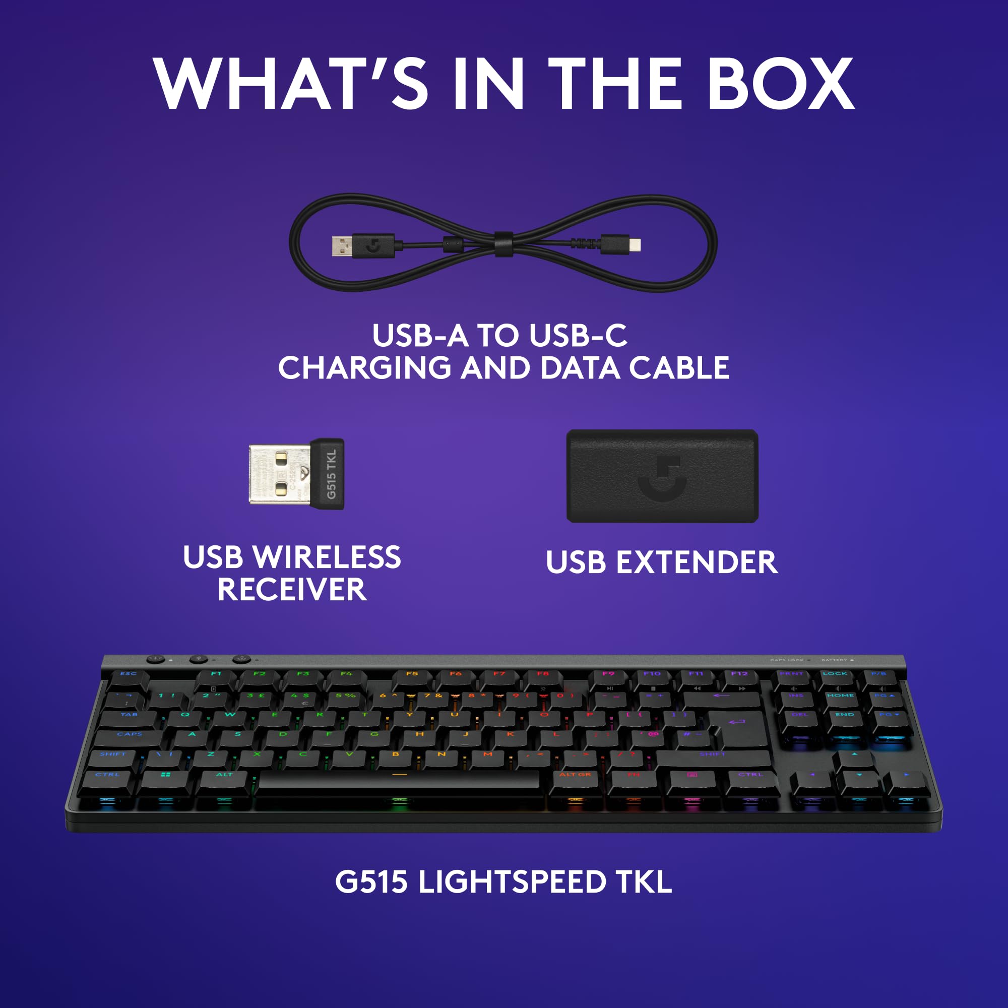 Logitech G G515 LIGHTSPEED TKL Wireless Gaming Keyboard with GL Brown Switches, Black 7