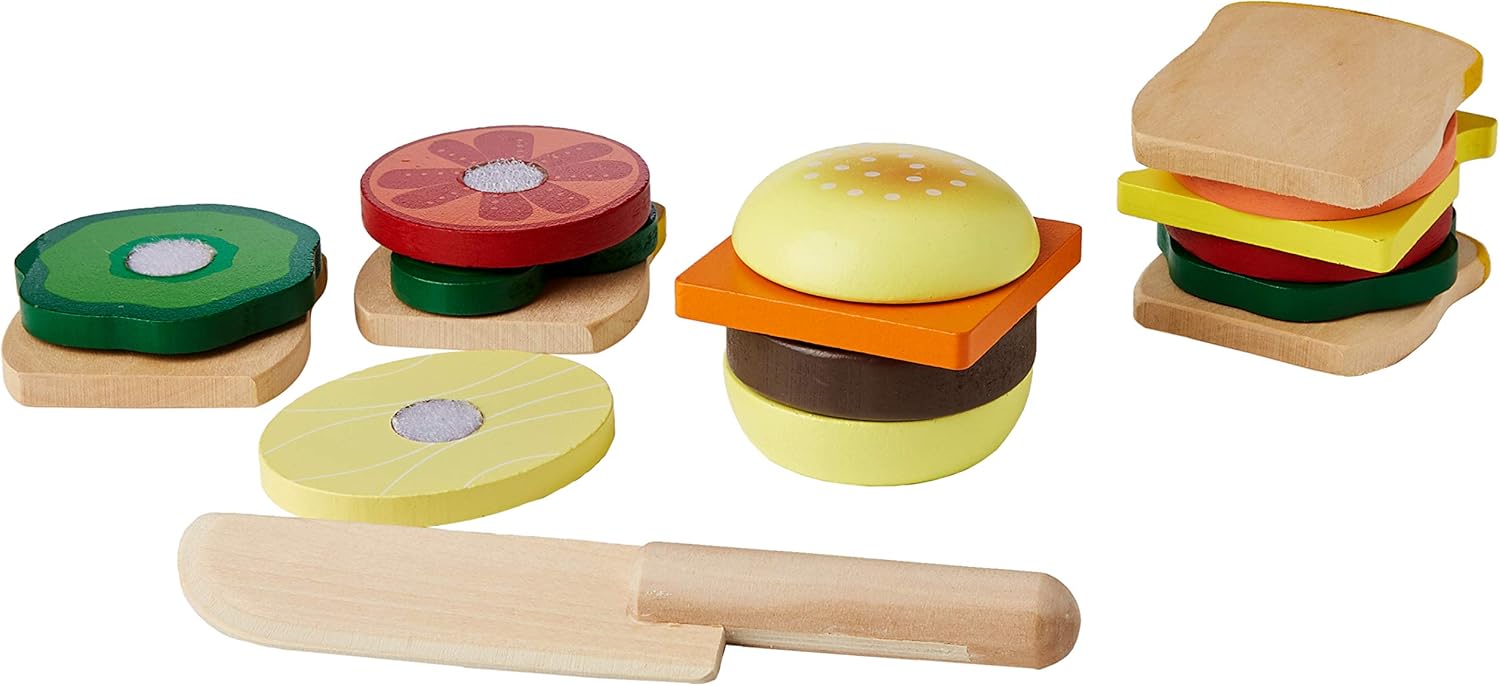 Melissa & Doug Wooden Sandwich Making Set - Pretend Play Food Kit for Ages 3+ 1