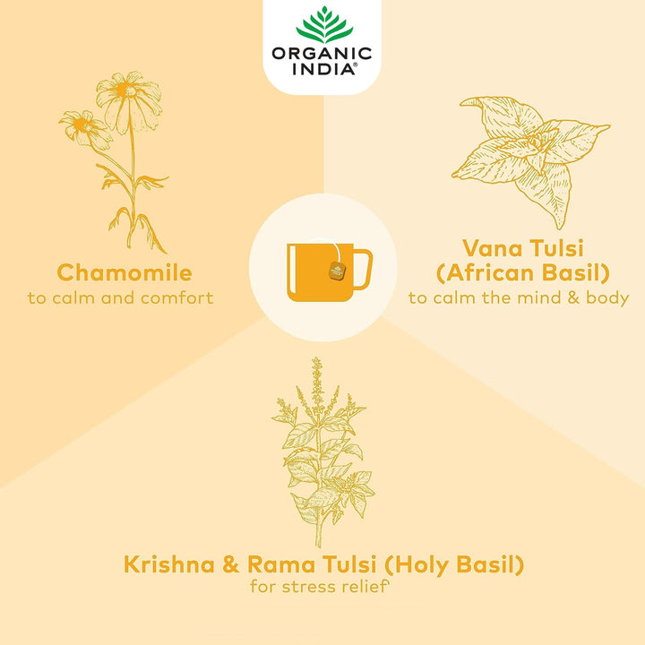 Organic India Tulsi Lemon & Ginger Tea, Caffeine-Free Herbal Tea, Certified Organic