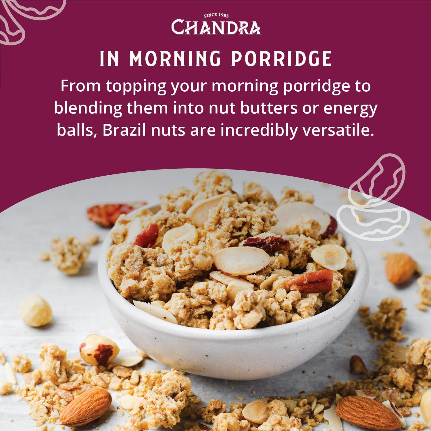CHANDRA Whole Foods Brazil Nuts - 1kg Raw, Deshelled, Nutrient-Rich 6
