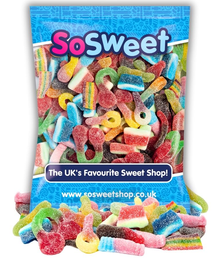 SoSweet Fizzy Sweet Mix – 1kg Tangy Pick & Mix Sweets | Sour Fruit Flavours, Party Candy, Sharing Treats 1