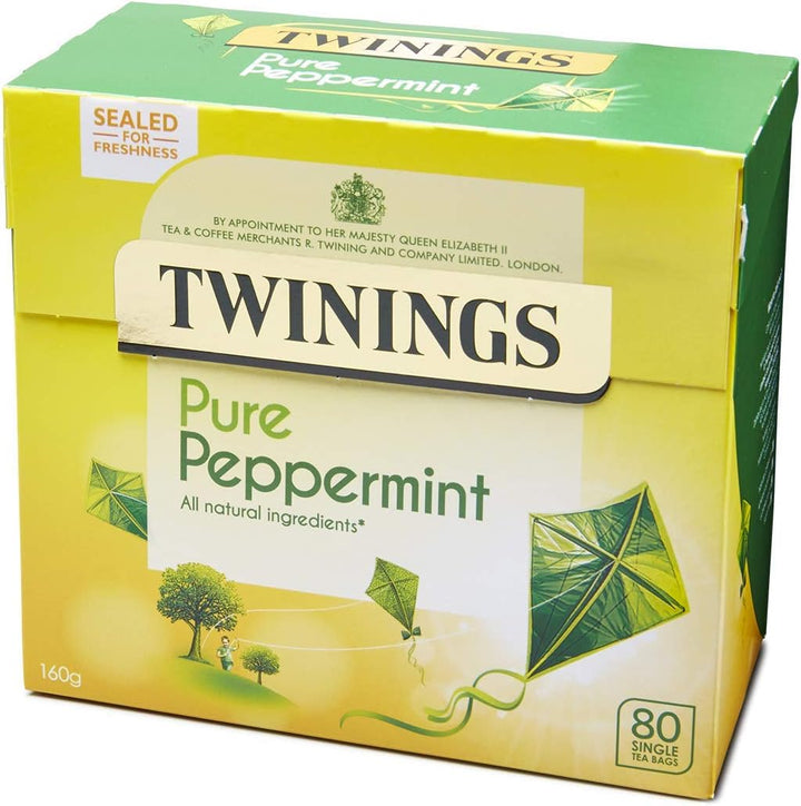 Twinings Pure Peppermint 80 Tea Bags, 160g - Naturally Caffeine Free Herbal Tea