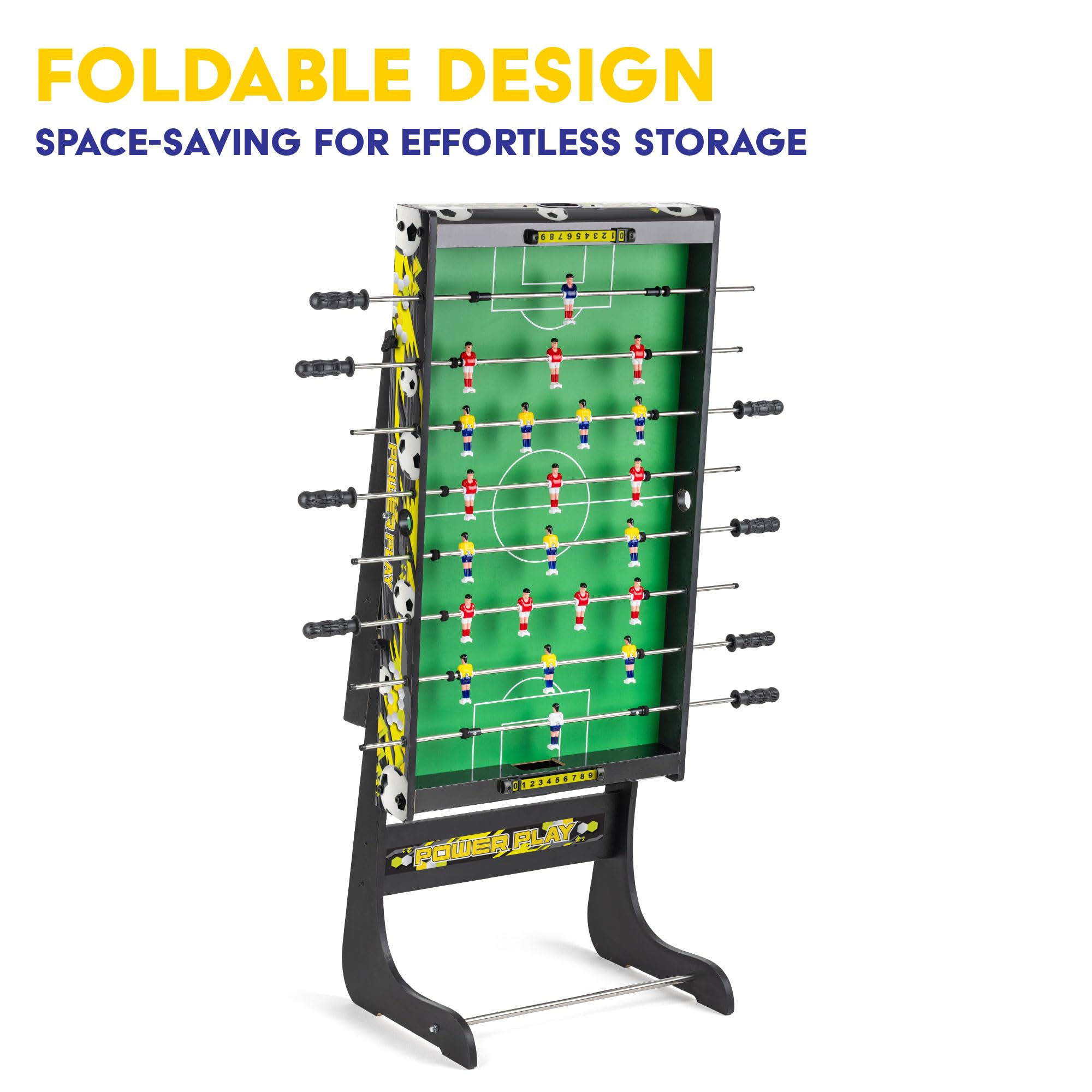 Power Play 3ft Folding Football Table - Wood Construction | Black | 2 Players 5