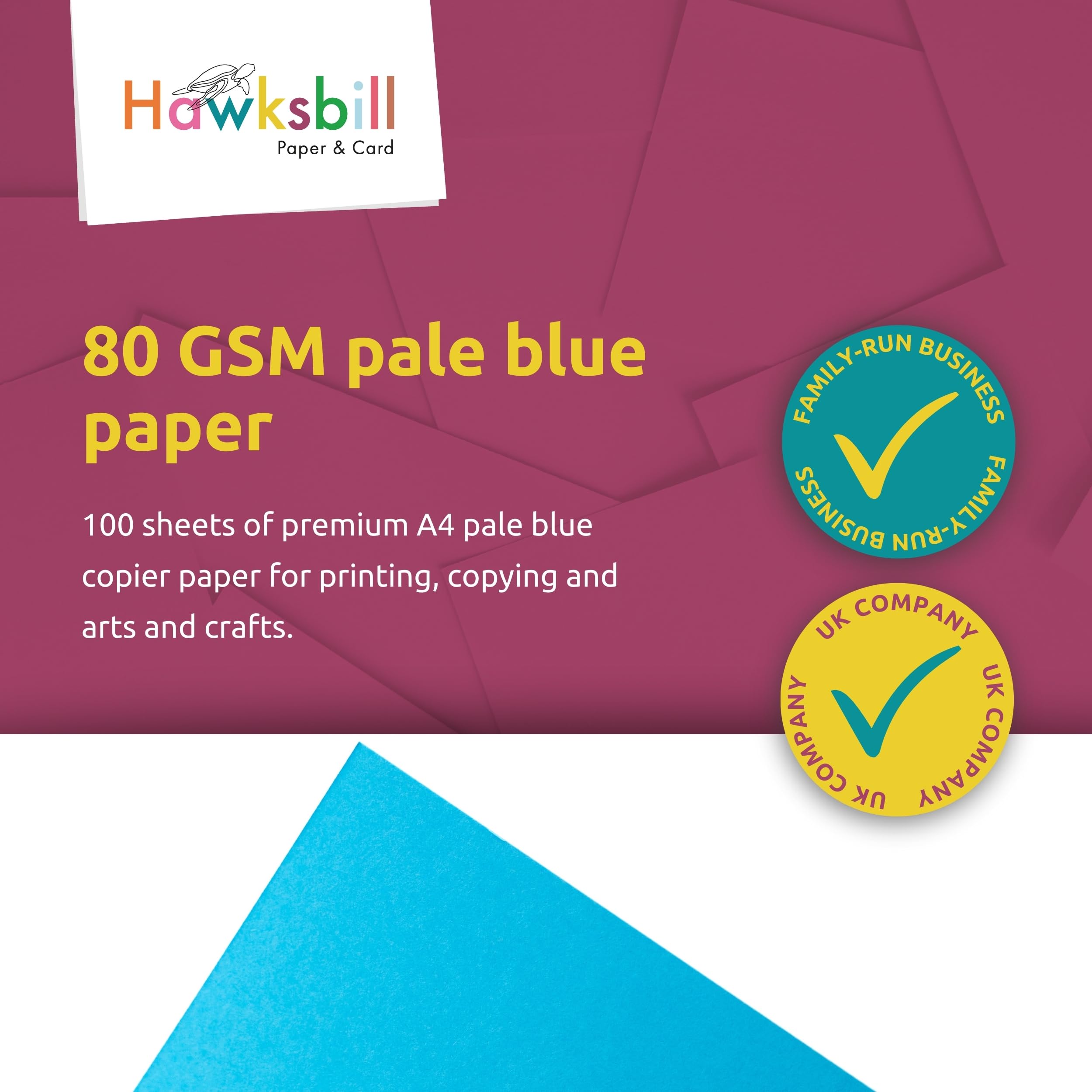 Hawksbill Premium Pale Blue Copy Paper - 80 GSM A4 | 100 Sheets | Dyslexia-Friendly 2