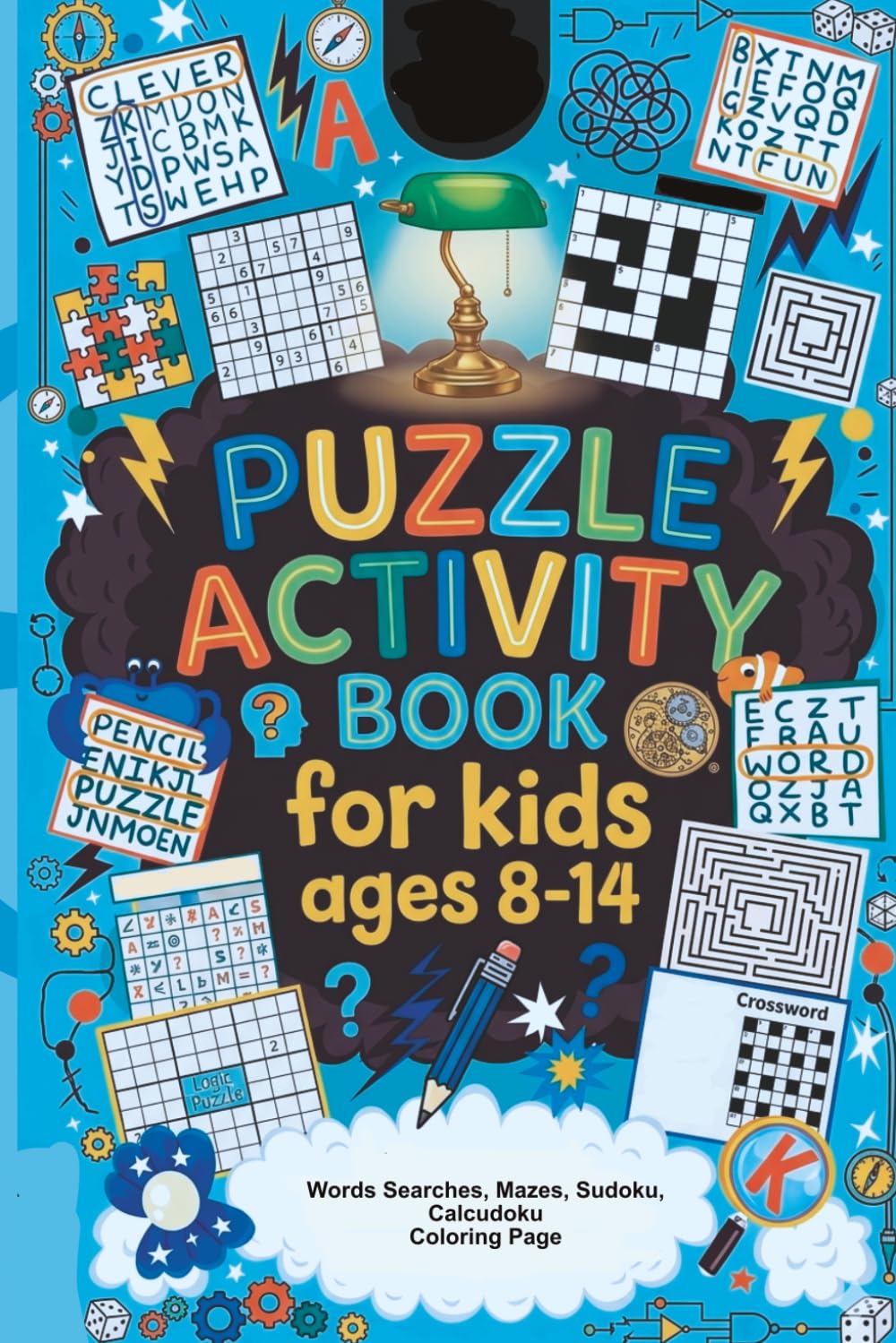 Vincenzo Publishing Puzzle Activity Book for Kids Ages 8-14 | Mazes, Sudoku, Word Searches