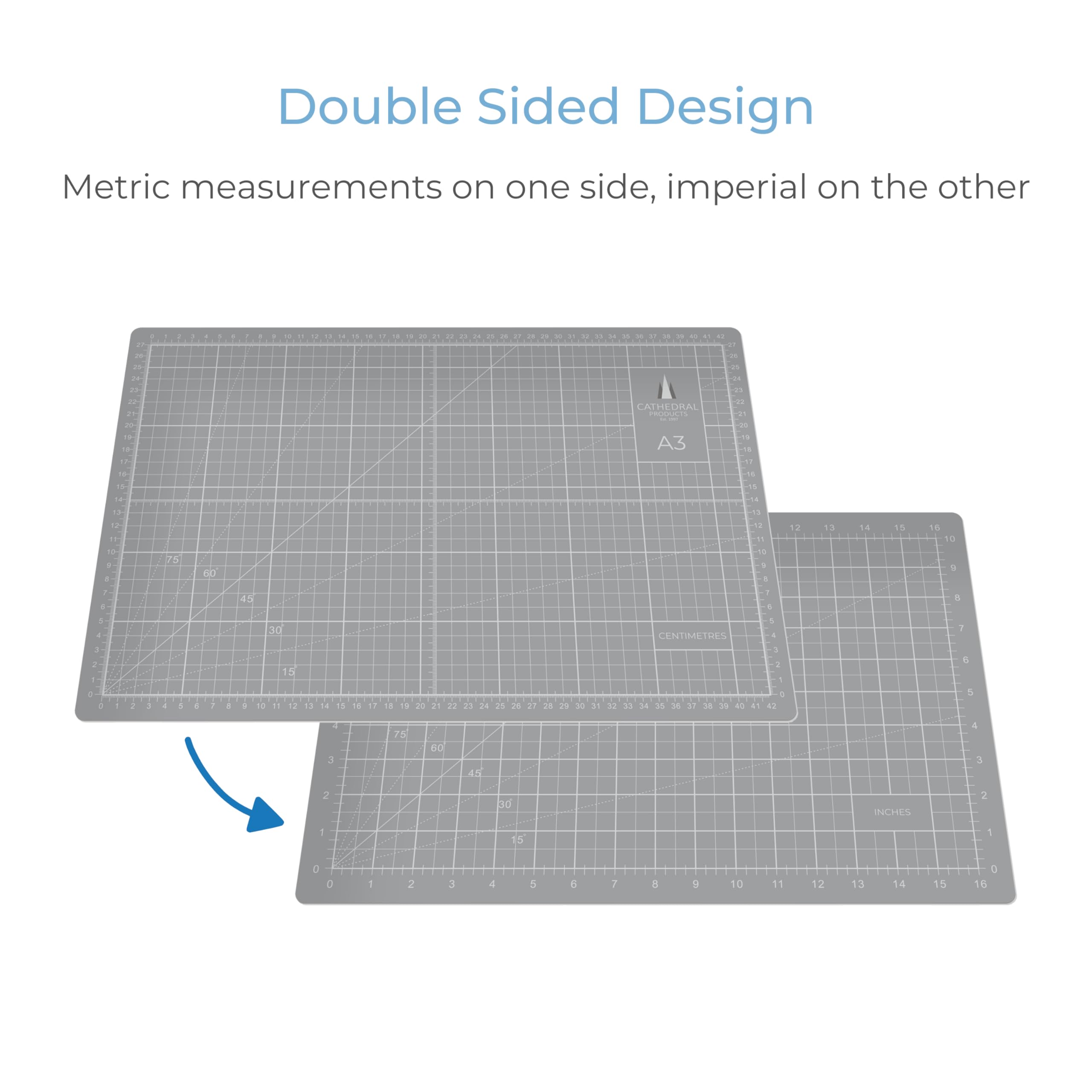 Cathedral Products A3 Double-Sided Self-Healing Cutting Mat | 3mm Thick | Grey 2
