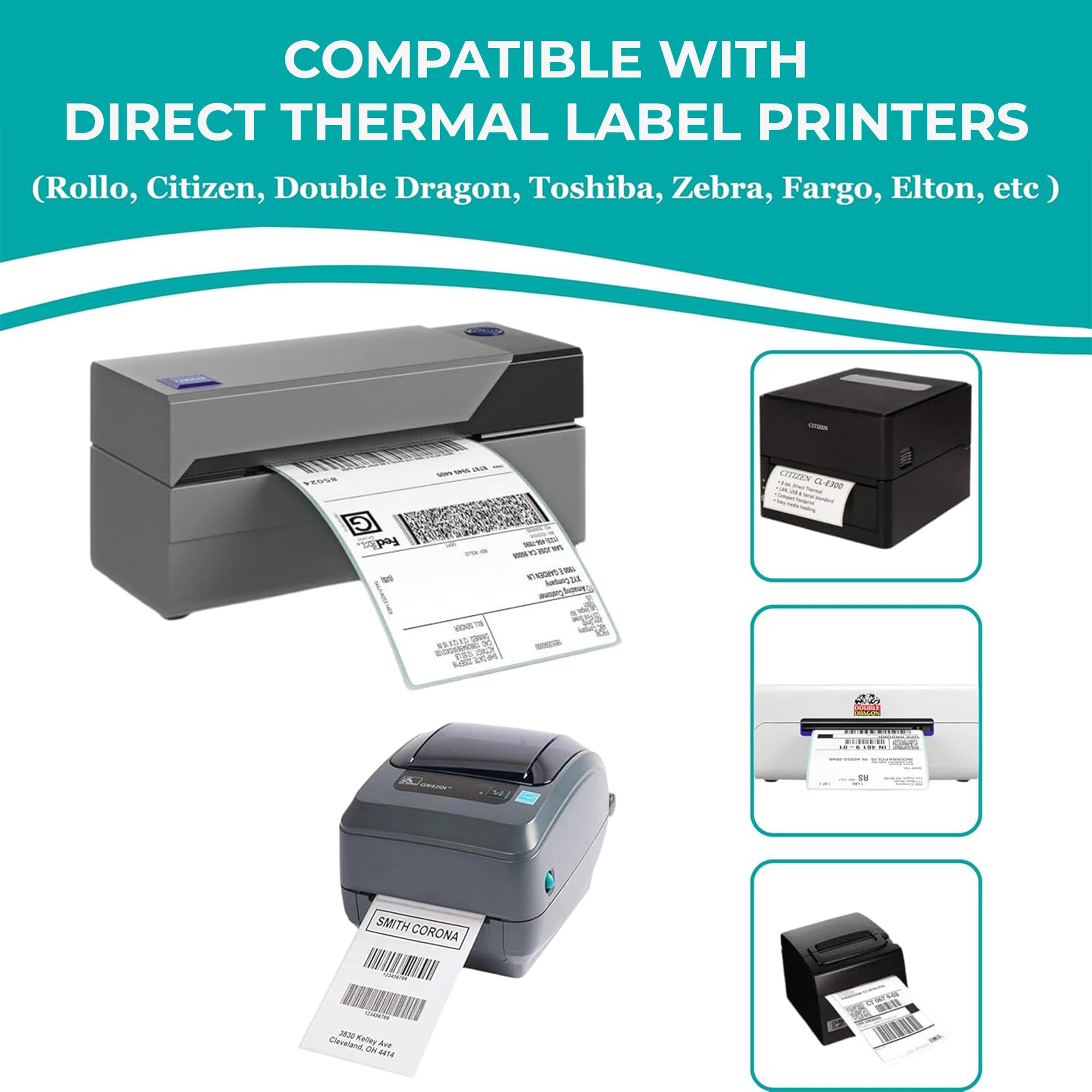 Double Dragon 100x150mm Shipping Labels | 500 Fanfold, Coated, Direct Thermal 2