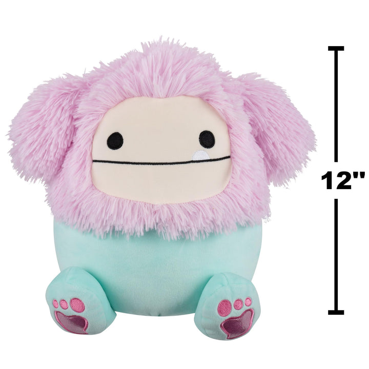 Squishmallows 12-Inch Bessem the Mint and Pink Bigfoot with Sparkly Feet - Plush Toy