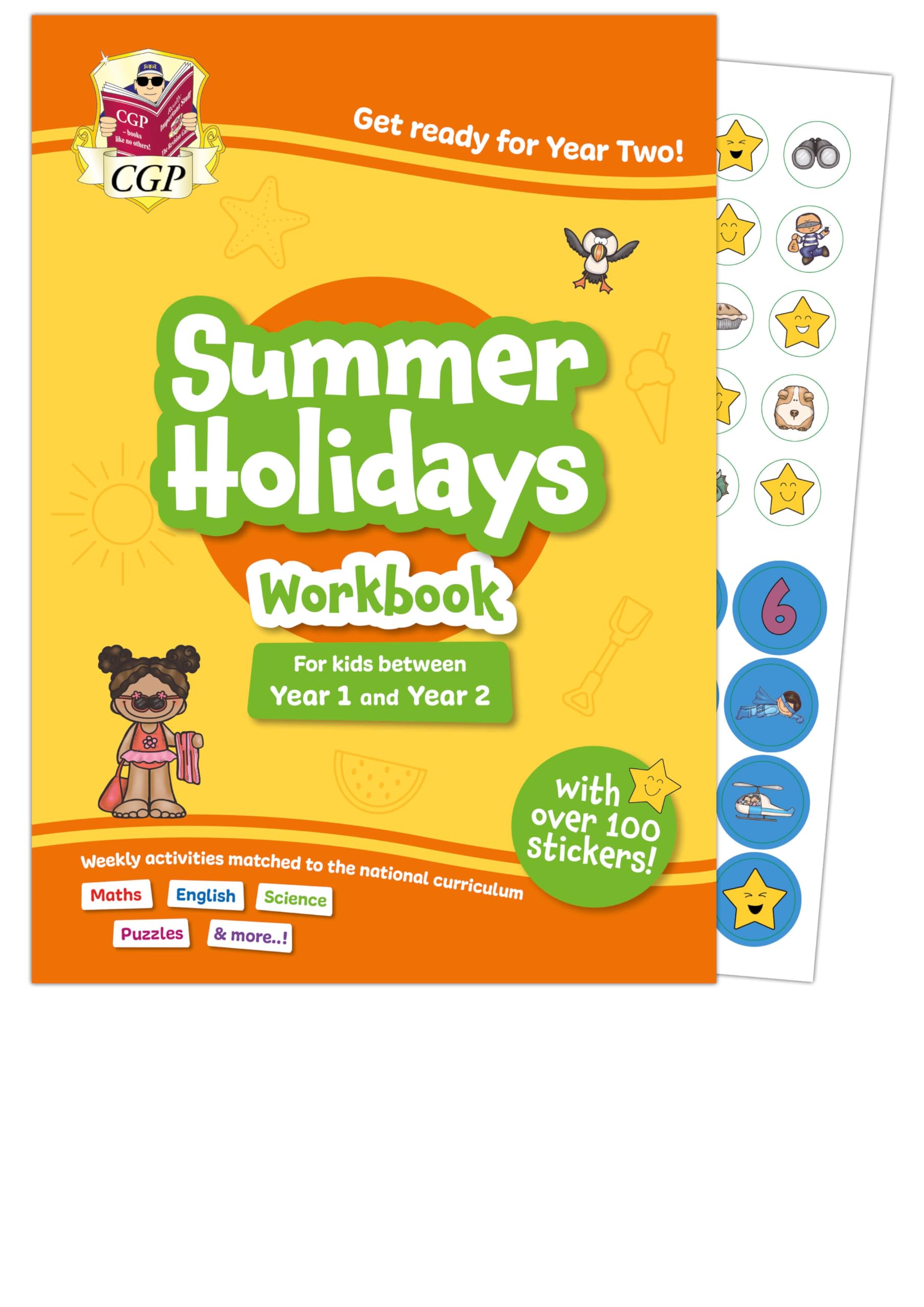 CGP Summer Holidays Activity Workbook - Year 1 to Year 2 Transition | 64 Pages | Paperback